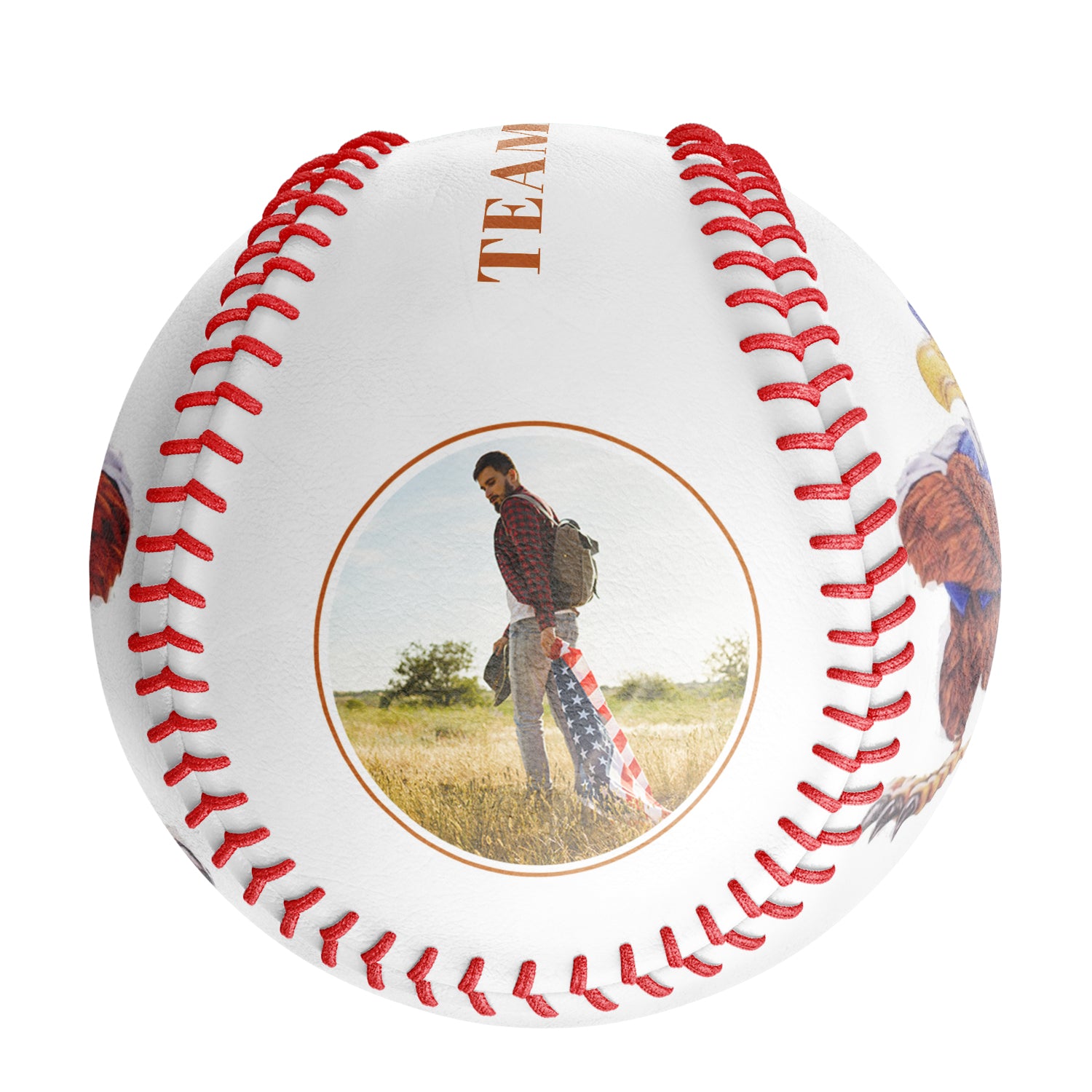 Personalized White American Flag Eagle Photo Baseballs