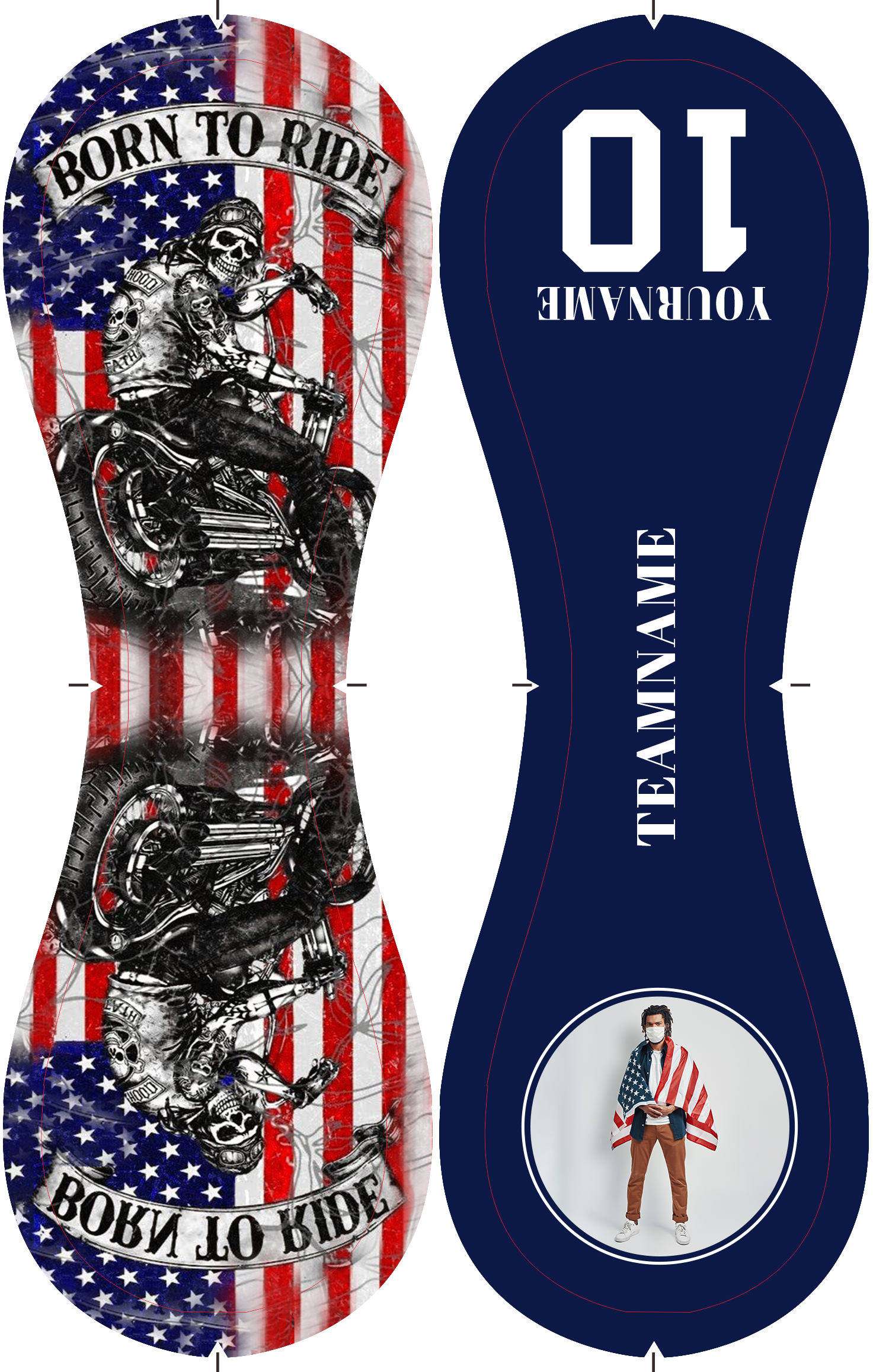 Personalized Navy American Flag Motorcycle Skull Photo Baseballs