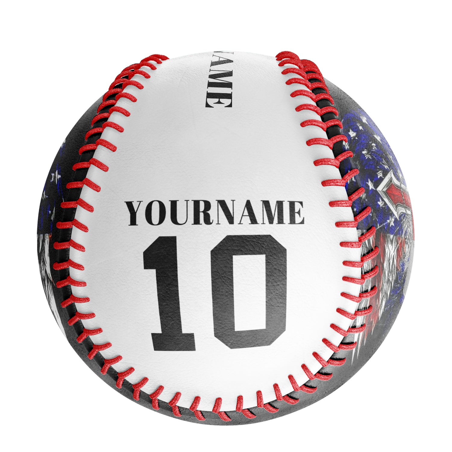 Personalized White American Flag Cross Photo Baseballs