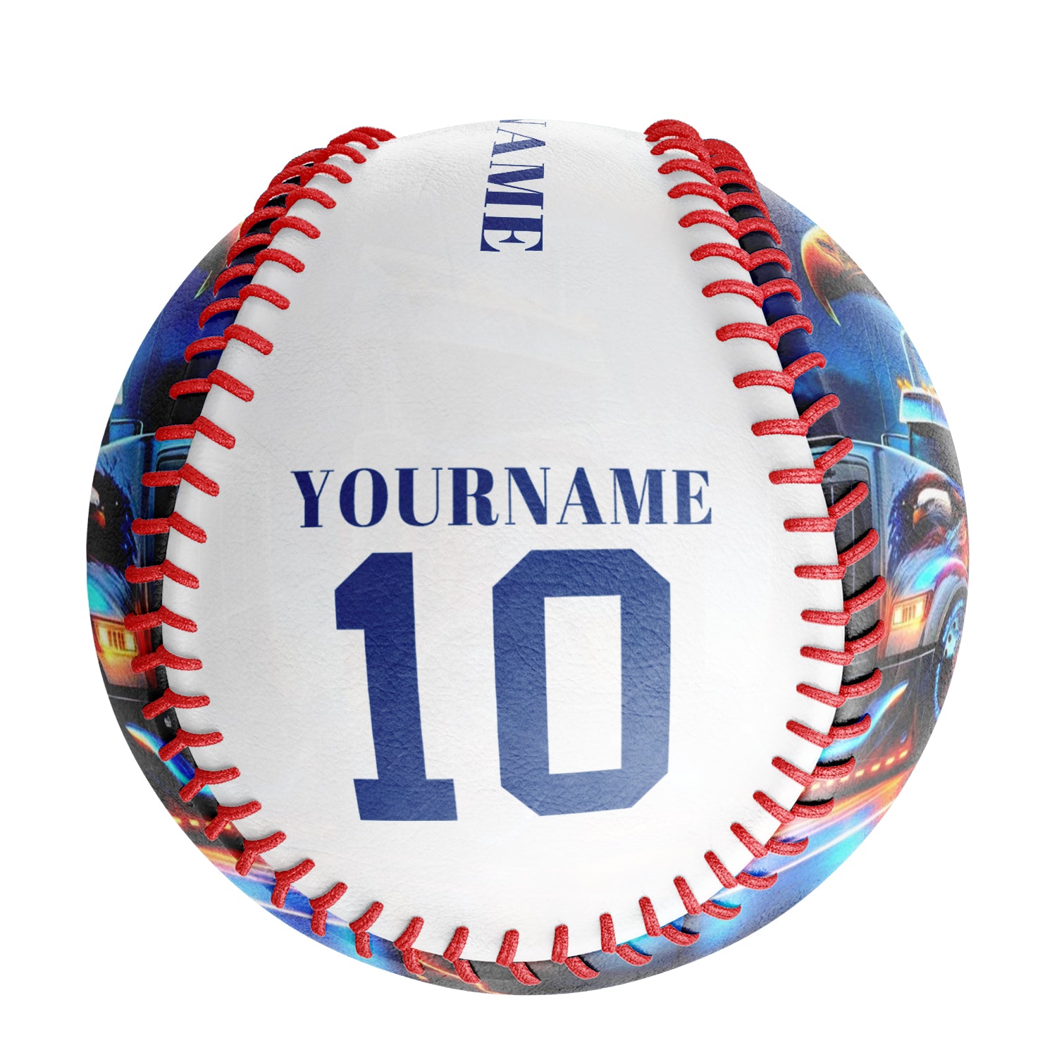 Personalized White American Flag Eagle Truck Photo Baseballs