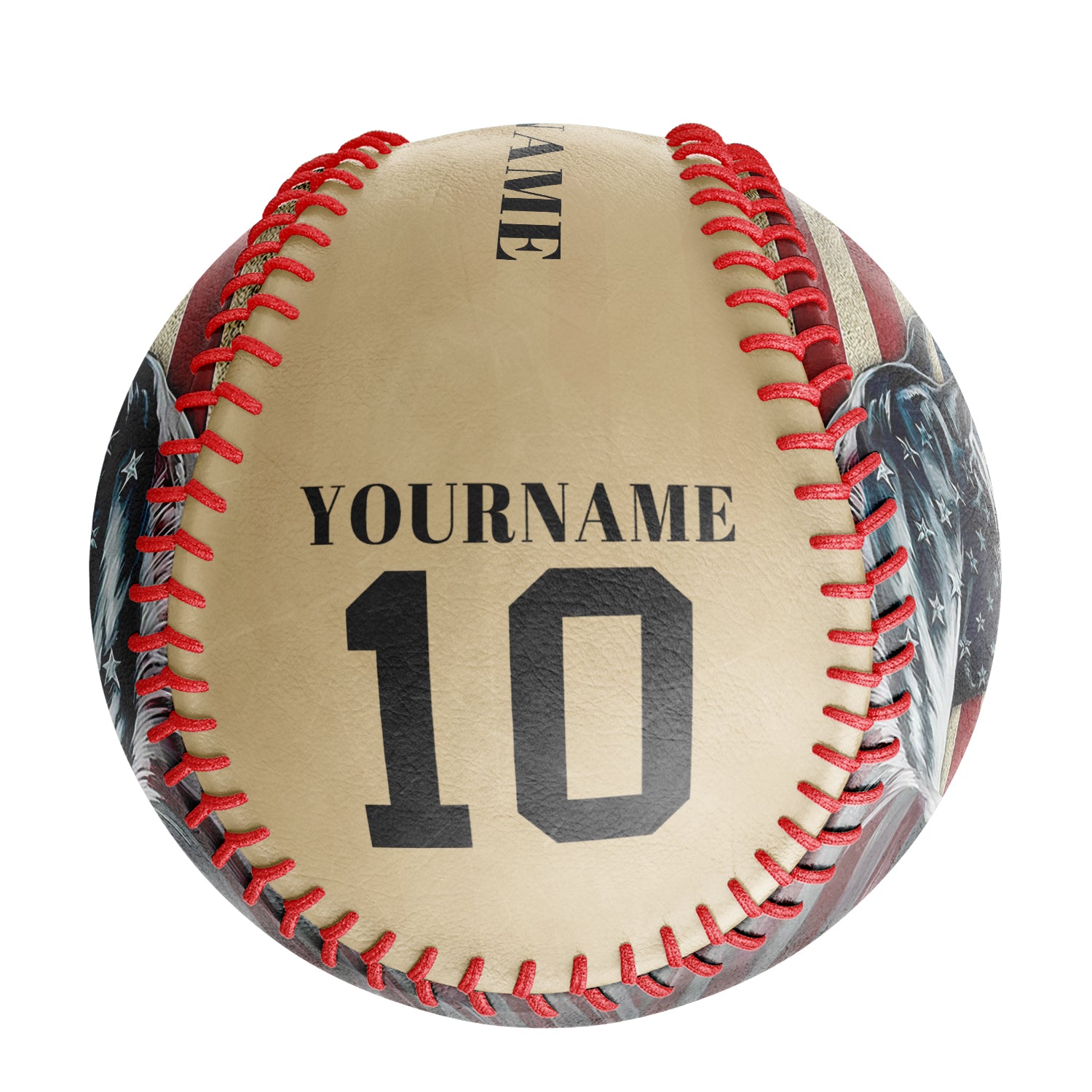 Personalized Old Gold American Flag Horse Photo Baseballs