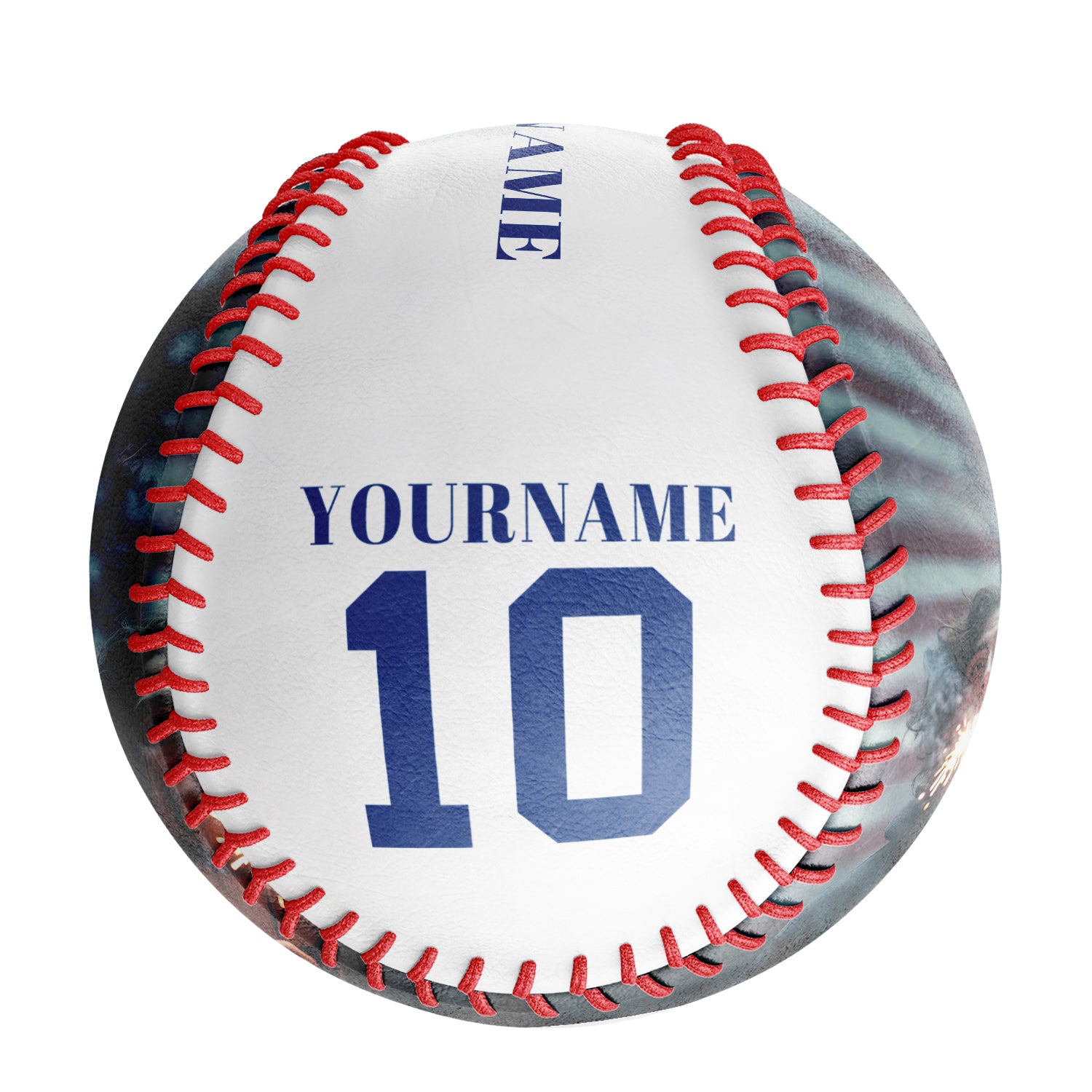 Personalized White American Flag Eagle Photo Baseballs