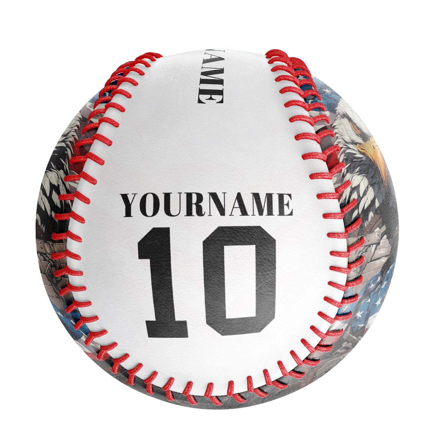 Personalized White American Flag Eagle Photo Baseballs