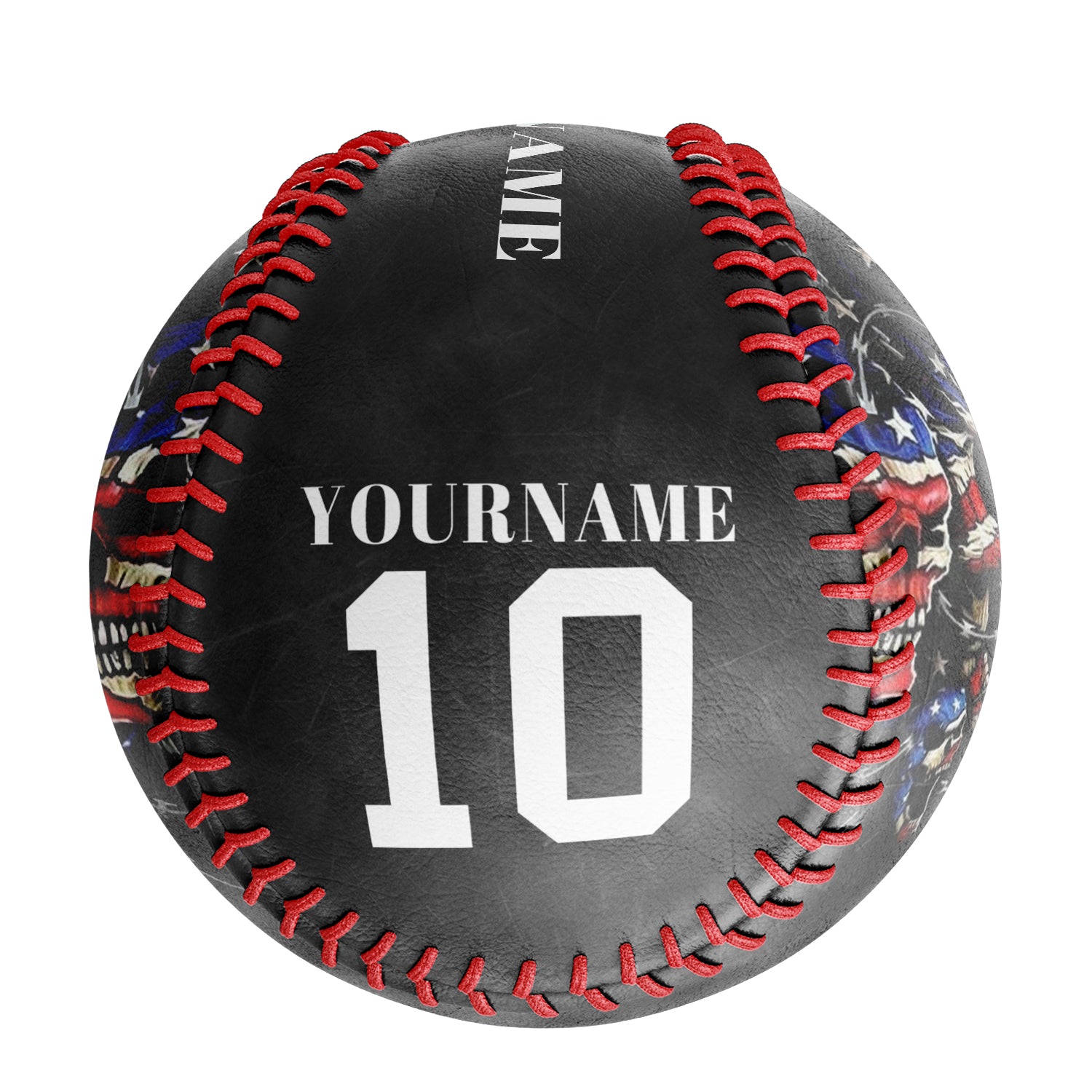 Personalized Black American Flag Skull Photo Baseballs