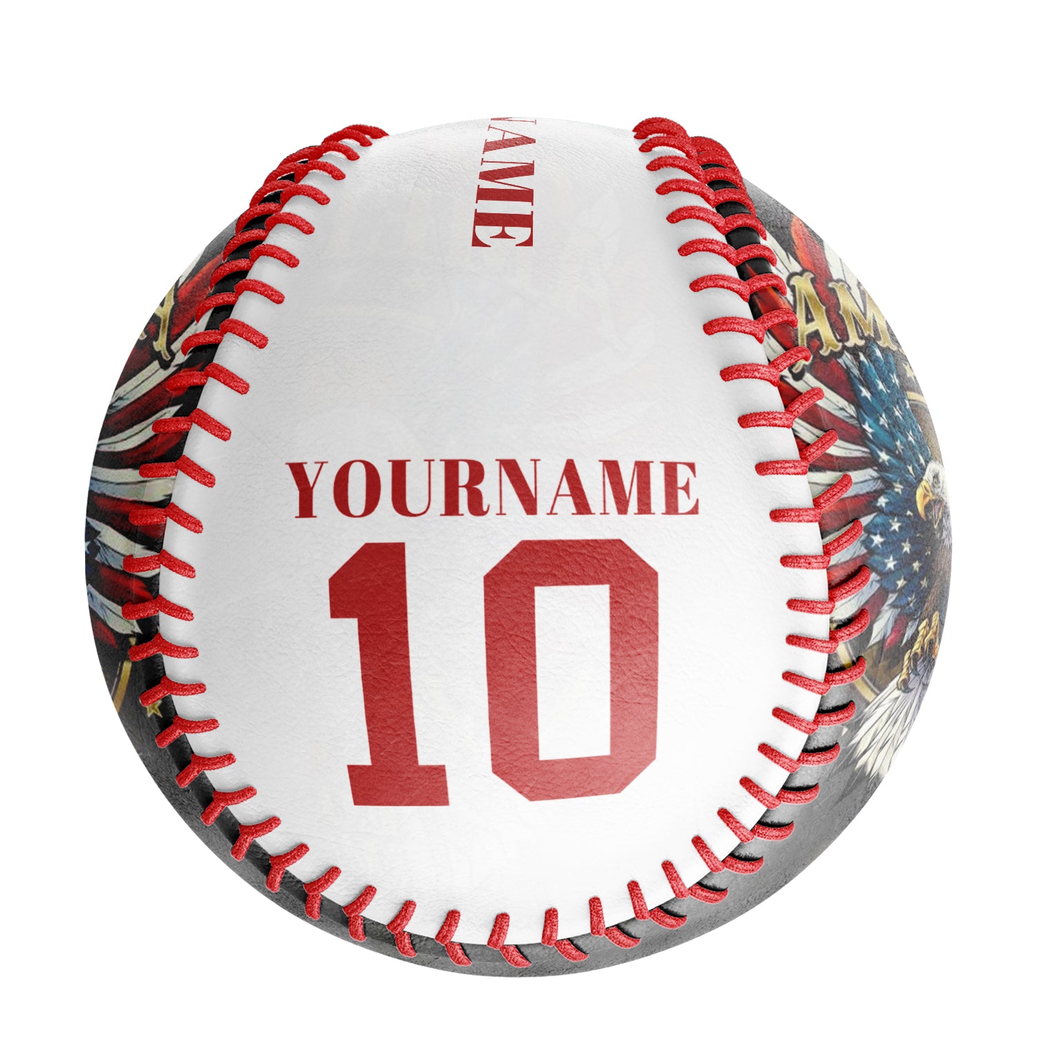 Personalized White American Flag Eagle Photo Baseballs