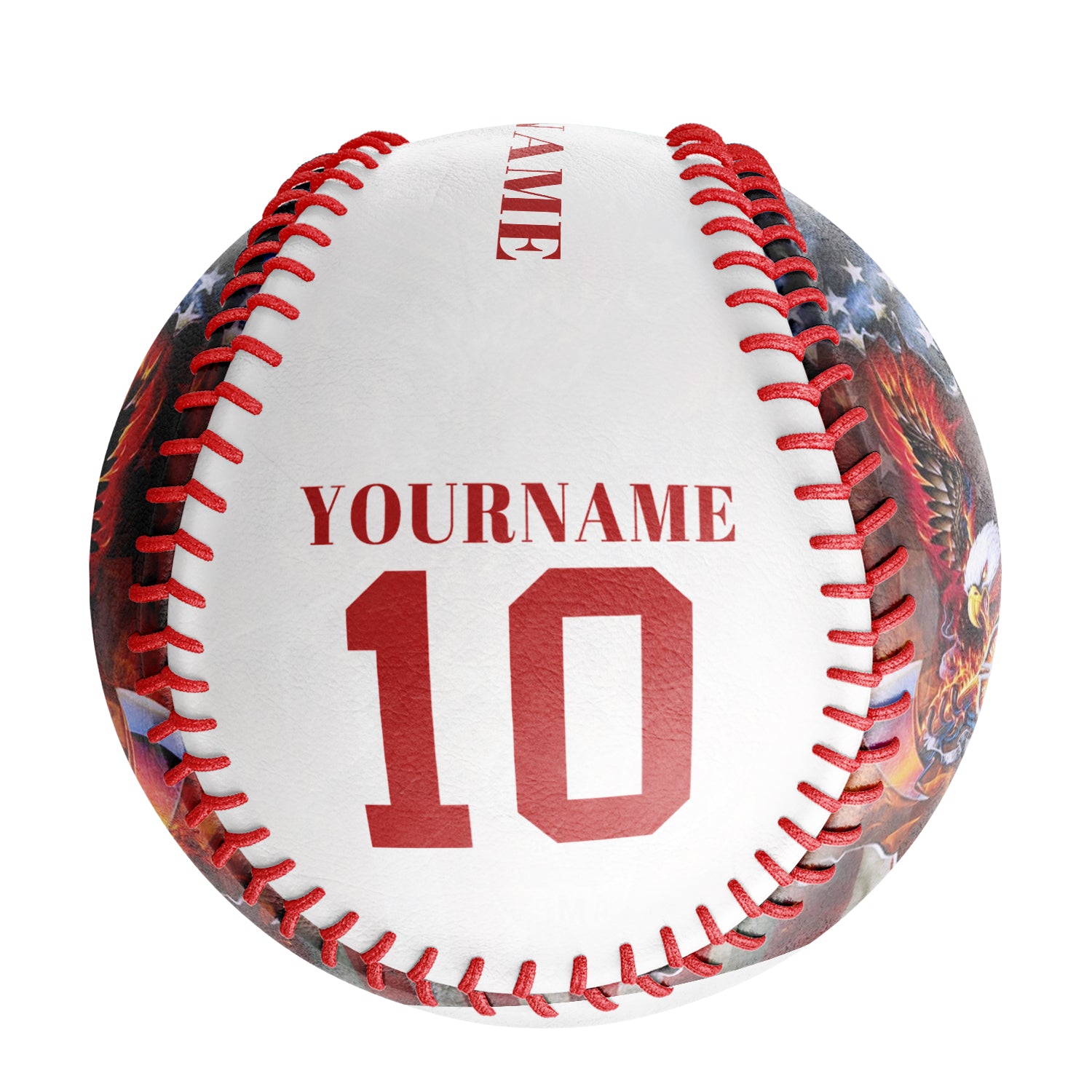 Personalized White American Flag Eagle Photo Baseballs