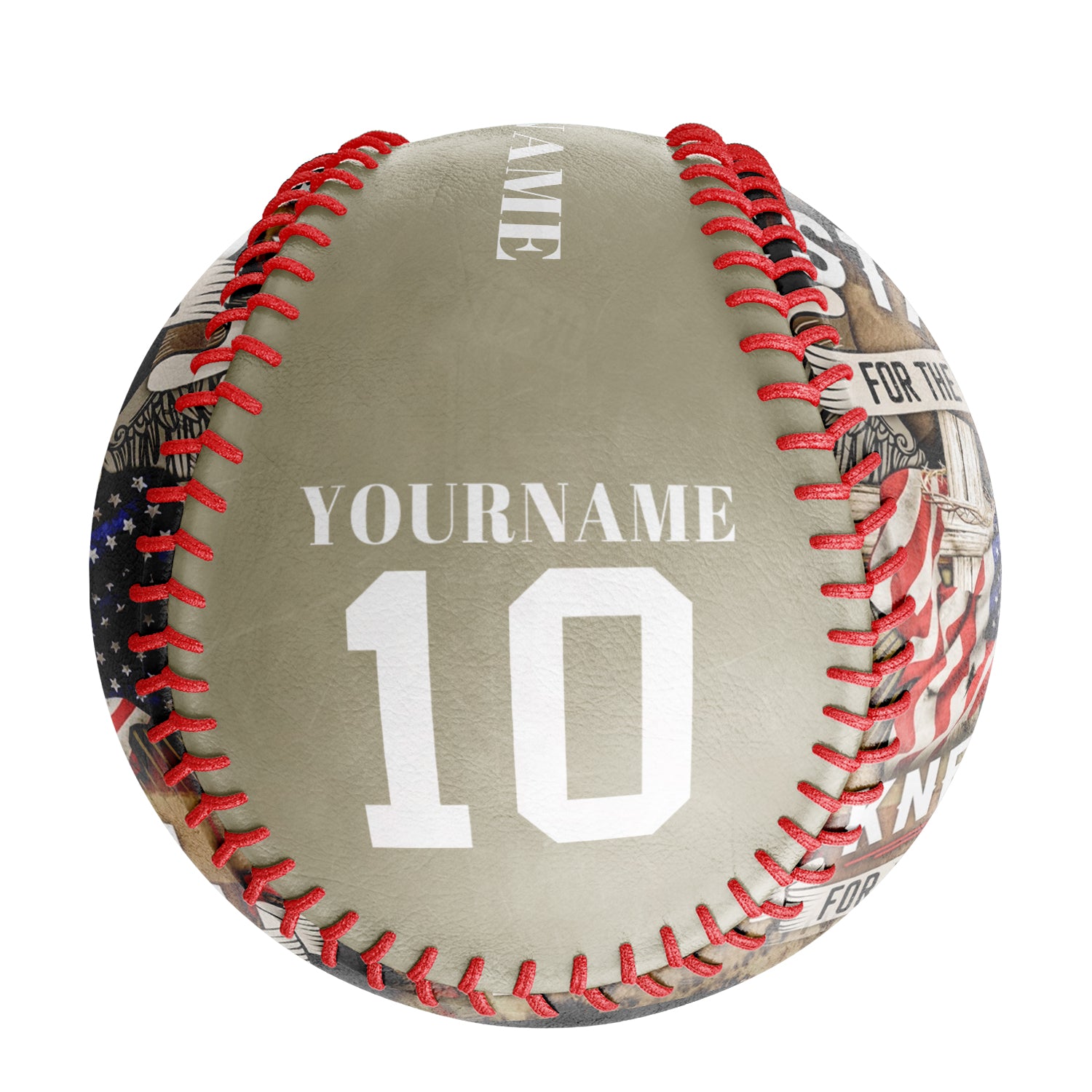 Personalized Wheat American Flag Wings Cross Photo Baseballs