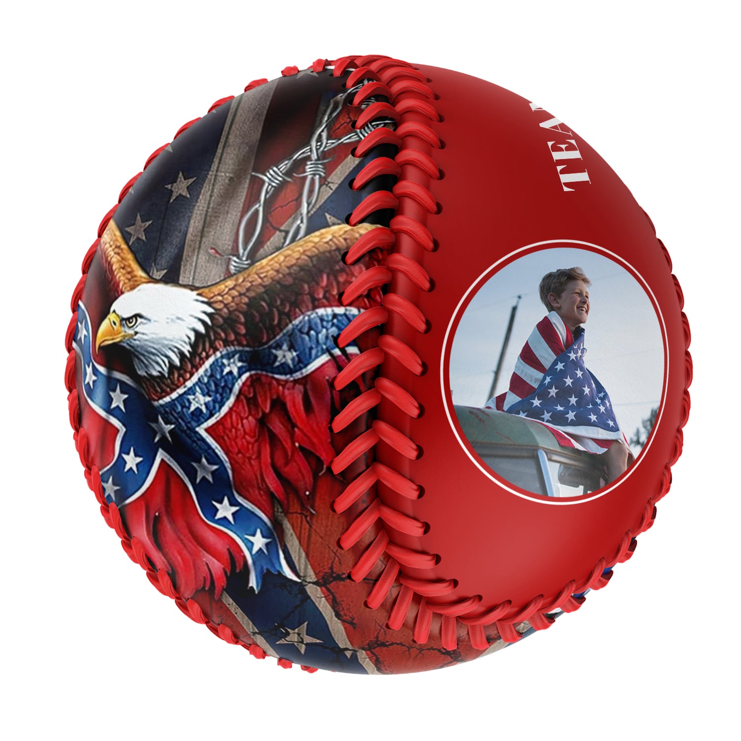 Personalized Red American Flag Eagle Photo Baseballs