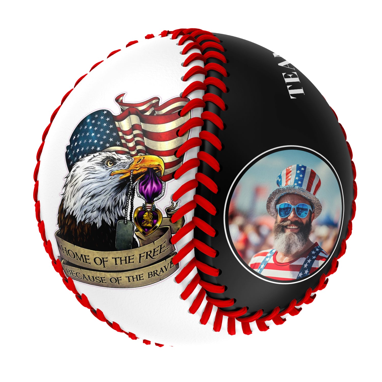 Personalized Black American Flag Eagle Photo Baseballs