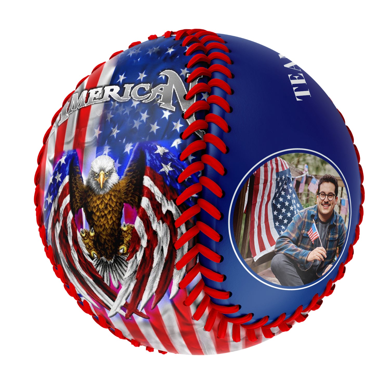 Personalized Royal American Flag Eagle Photo Baseballs