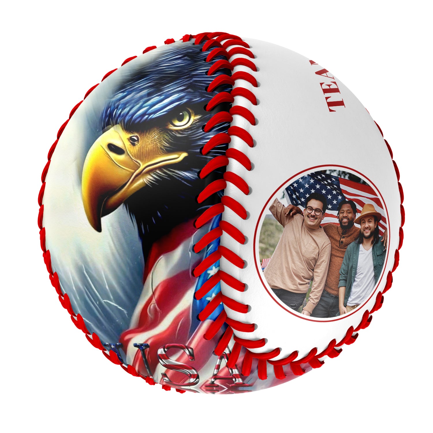 Personalized White American Flag Eagle Photo Baseballs