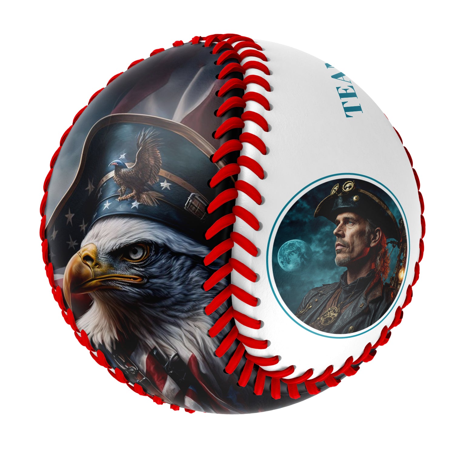 Personalized White American Flag Eagle Pirates Photo Baseballs