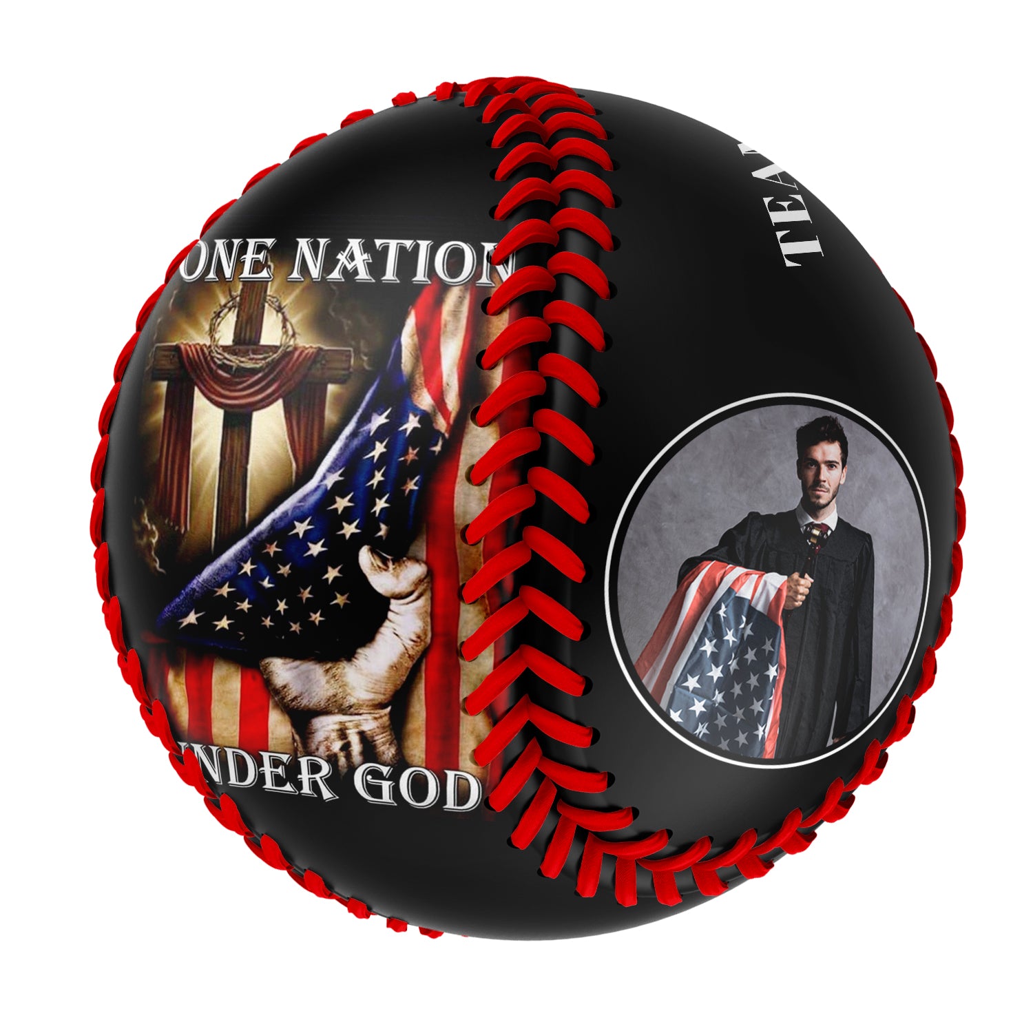 Personalized Black American Flag Cross Photo Baseballs