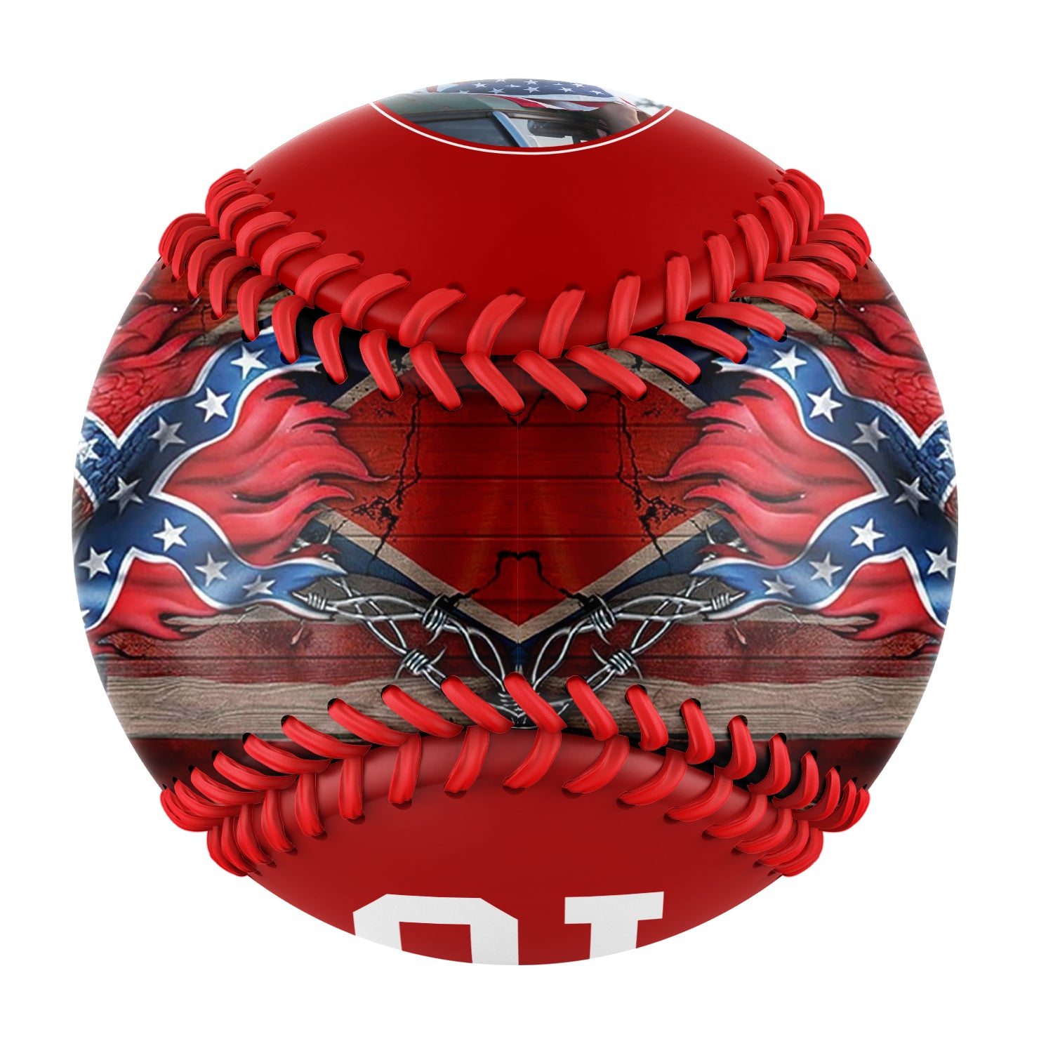 Personalized Red American Flag Eagle Photo Baseballs