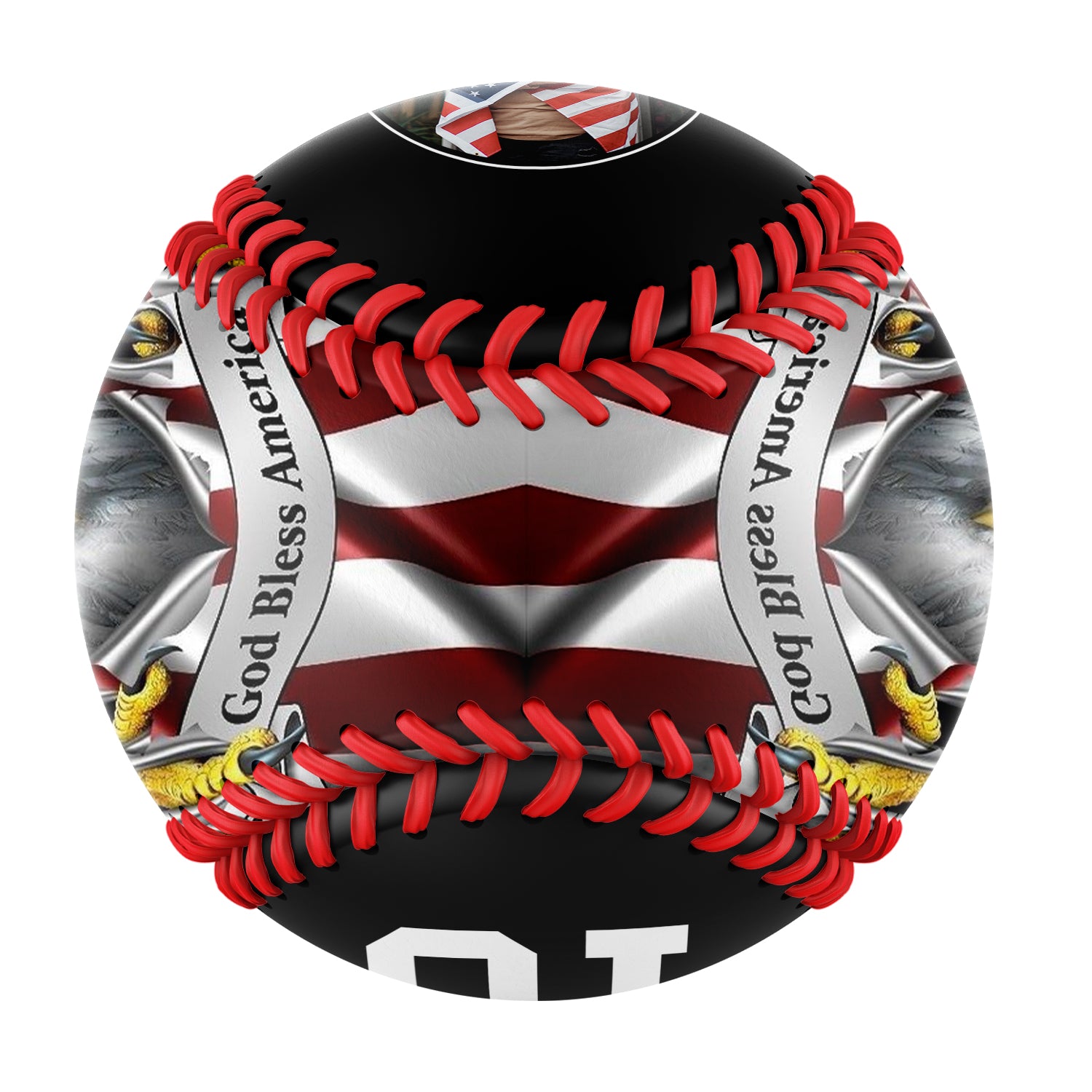 Personalized Black American Flag Eagle Photo Baseballs