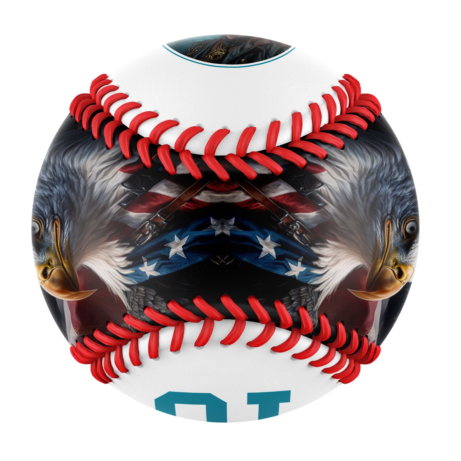 Personalized White American Flag Eagle Pirates Photo Baseballs