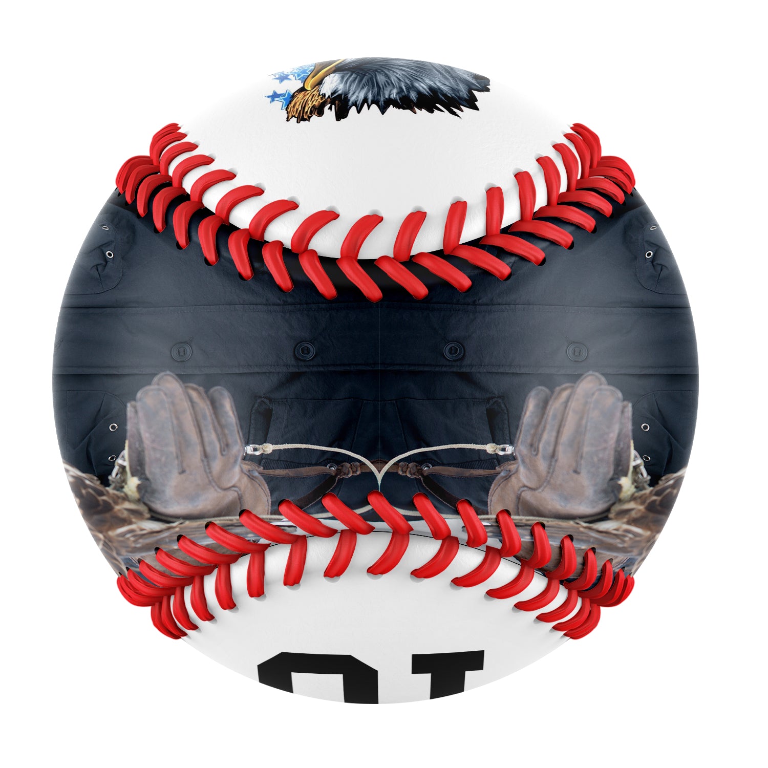 Personalized White American Flag Eagle Photo Baseballs