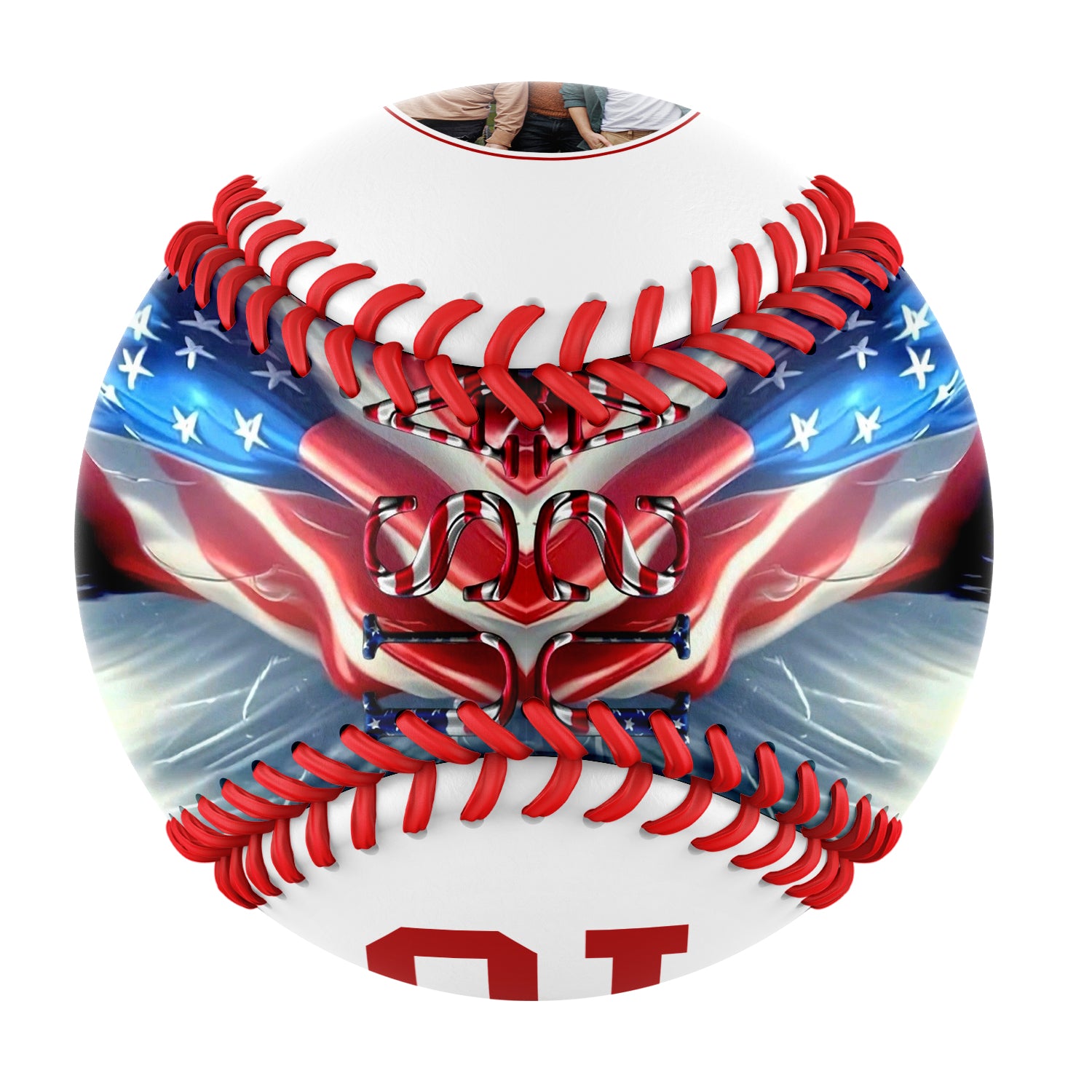 Personalized White American Flag Eagle Photo Baseballs