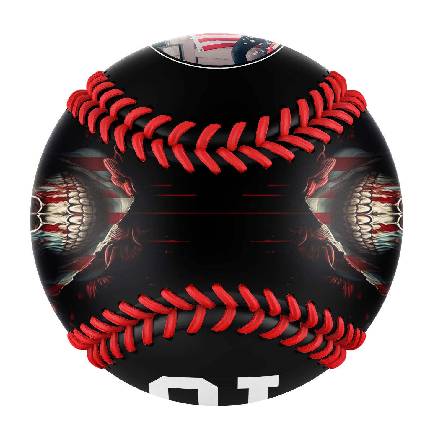 Personalized Black American Flag Skull Photo Baseballs