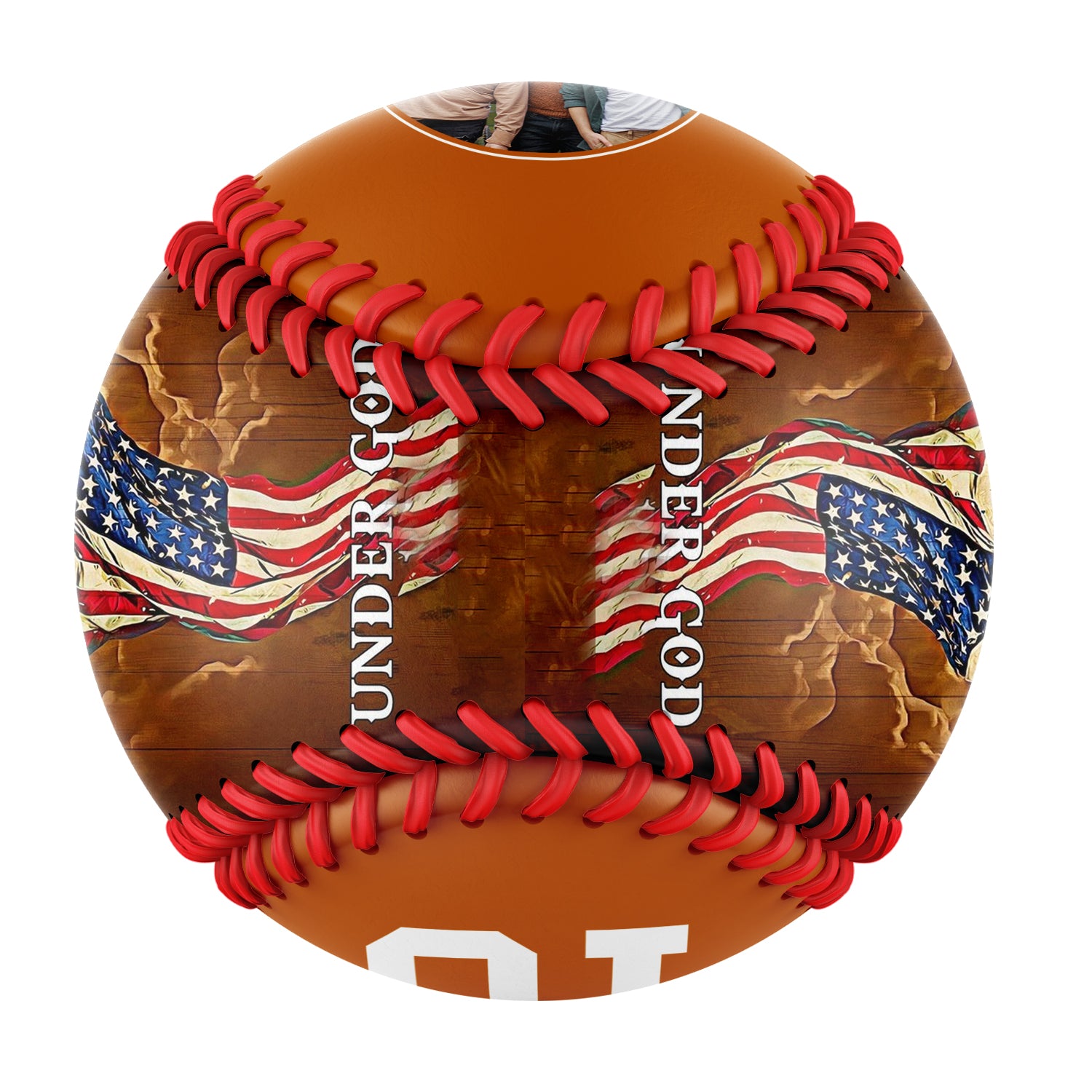 Personalized Texas Orange American Flag Eagle Cross Photo Baseballs