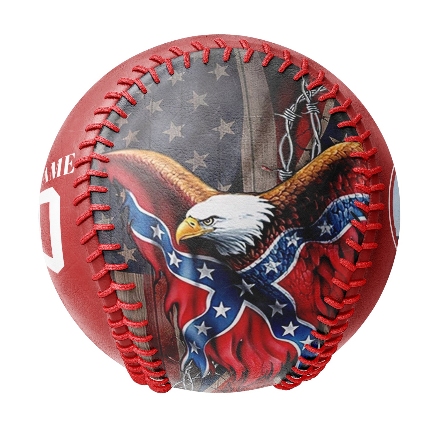 Personalized Red American Flag Eagle Photo Baseballs