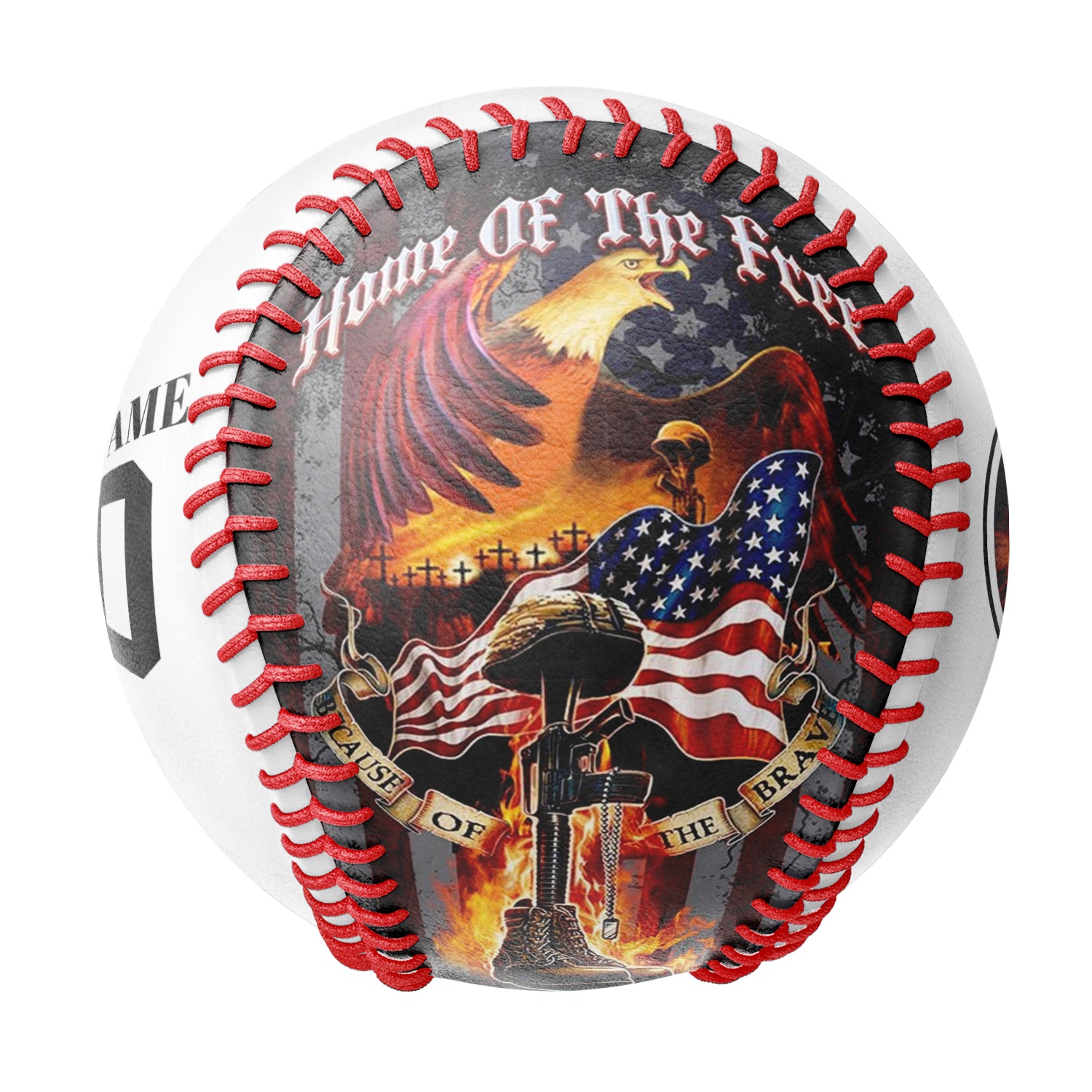 Personalized White American Flag Eagle Veterans Photo Baseballs