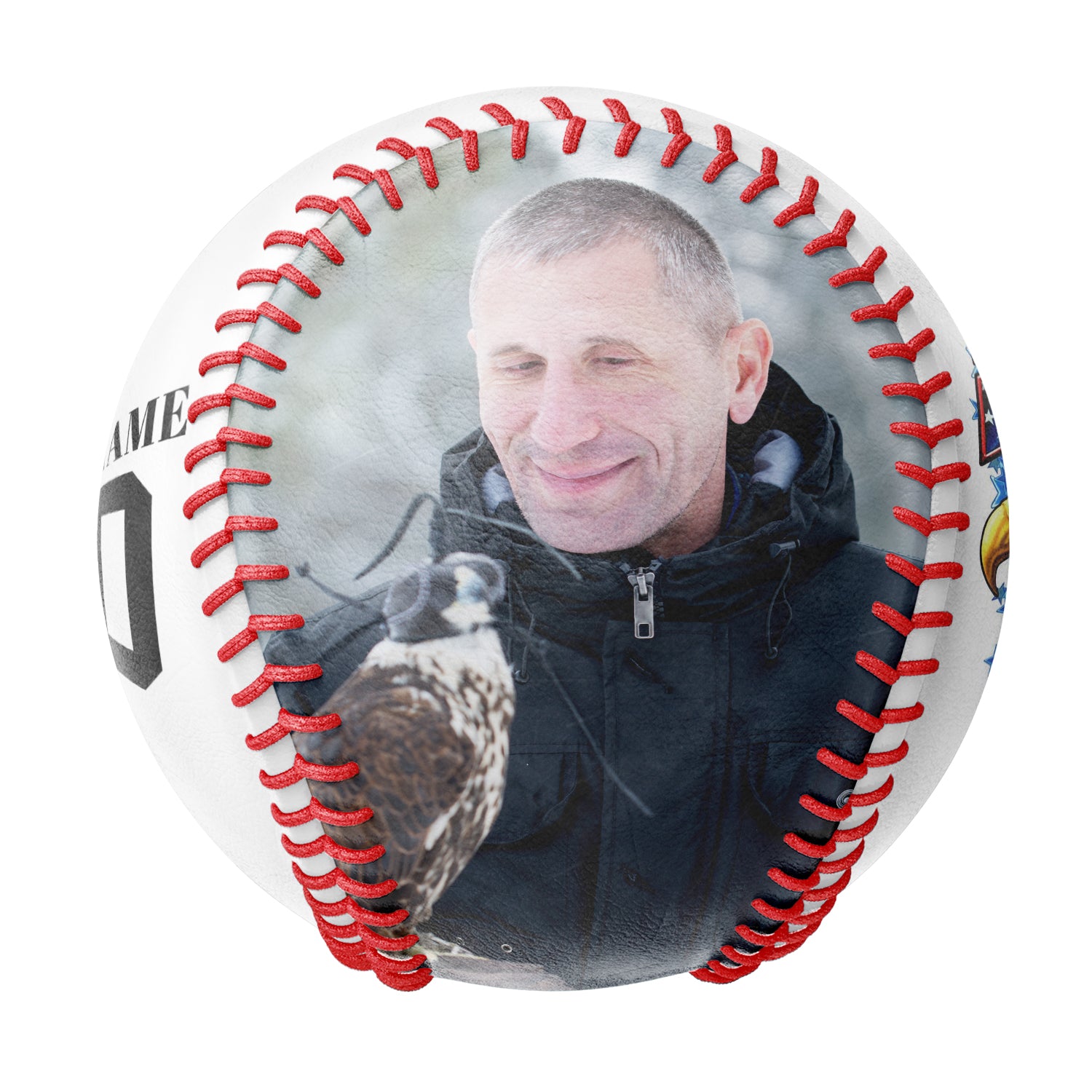 Personalized White American Flag Eagle Photo Baseballs