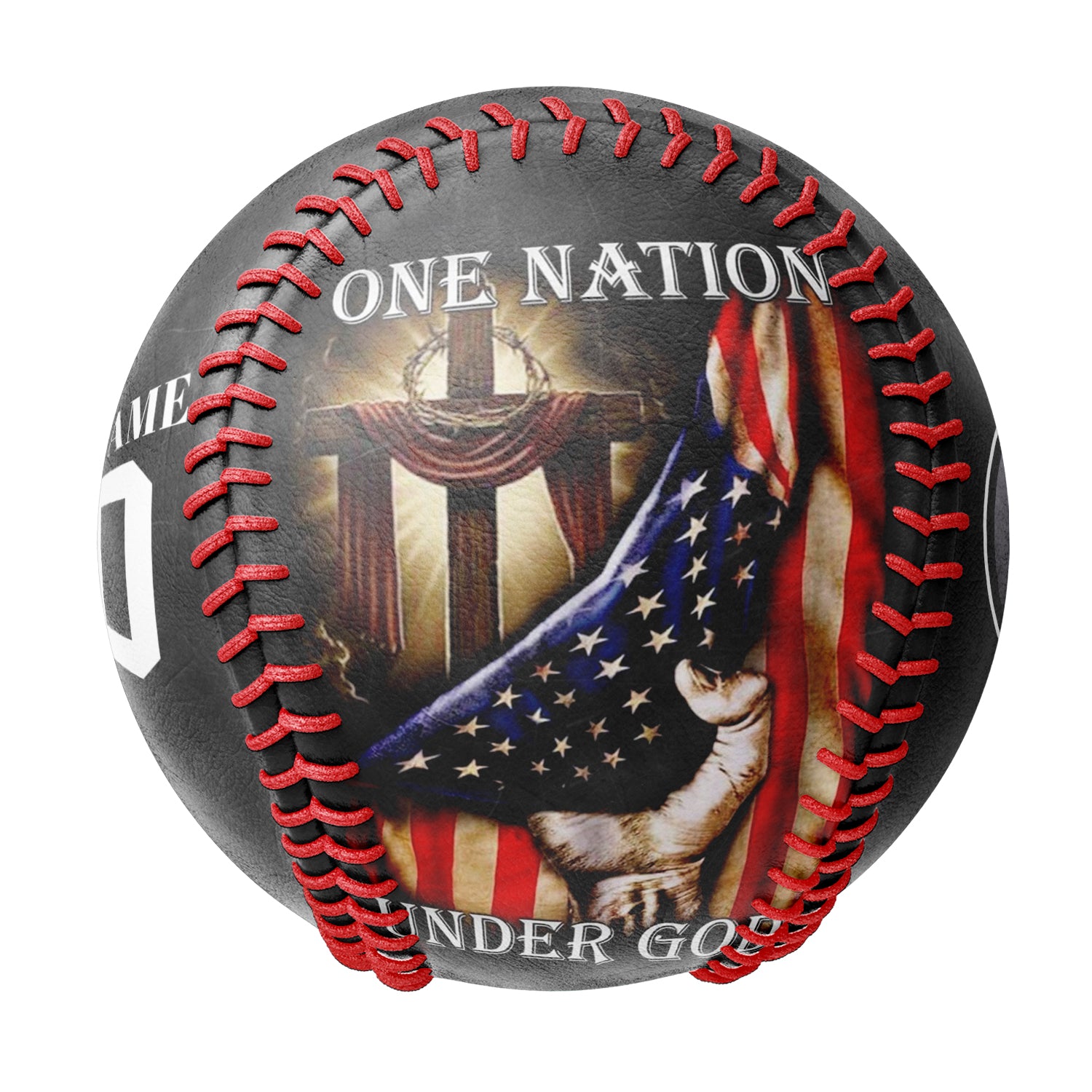 Personalized Black American Flag Cross Photo Baseballs