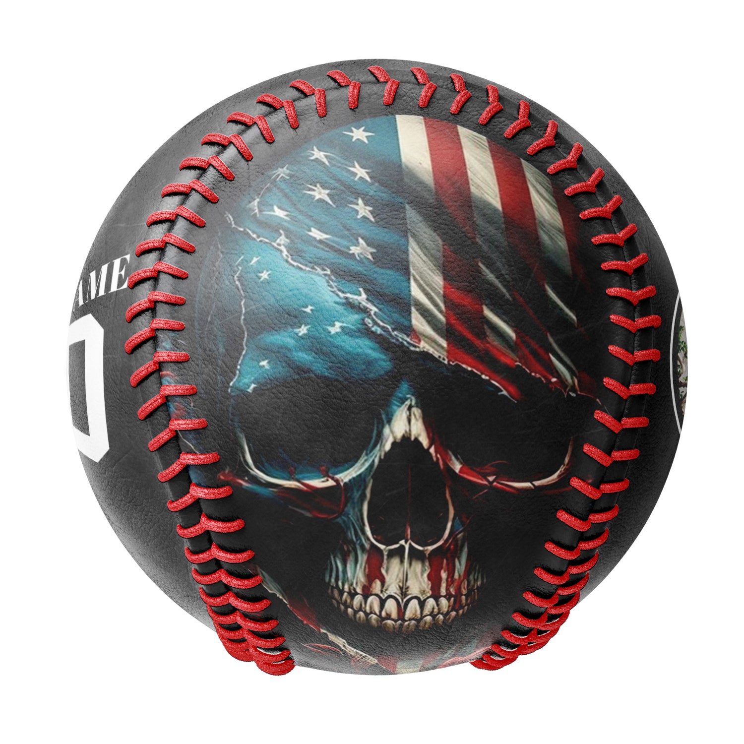 Personalized Black American Flag Skull Photo Baseballs