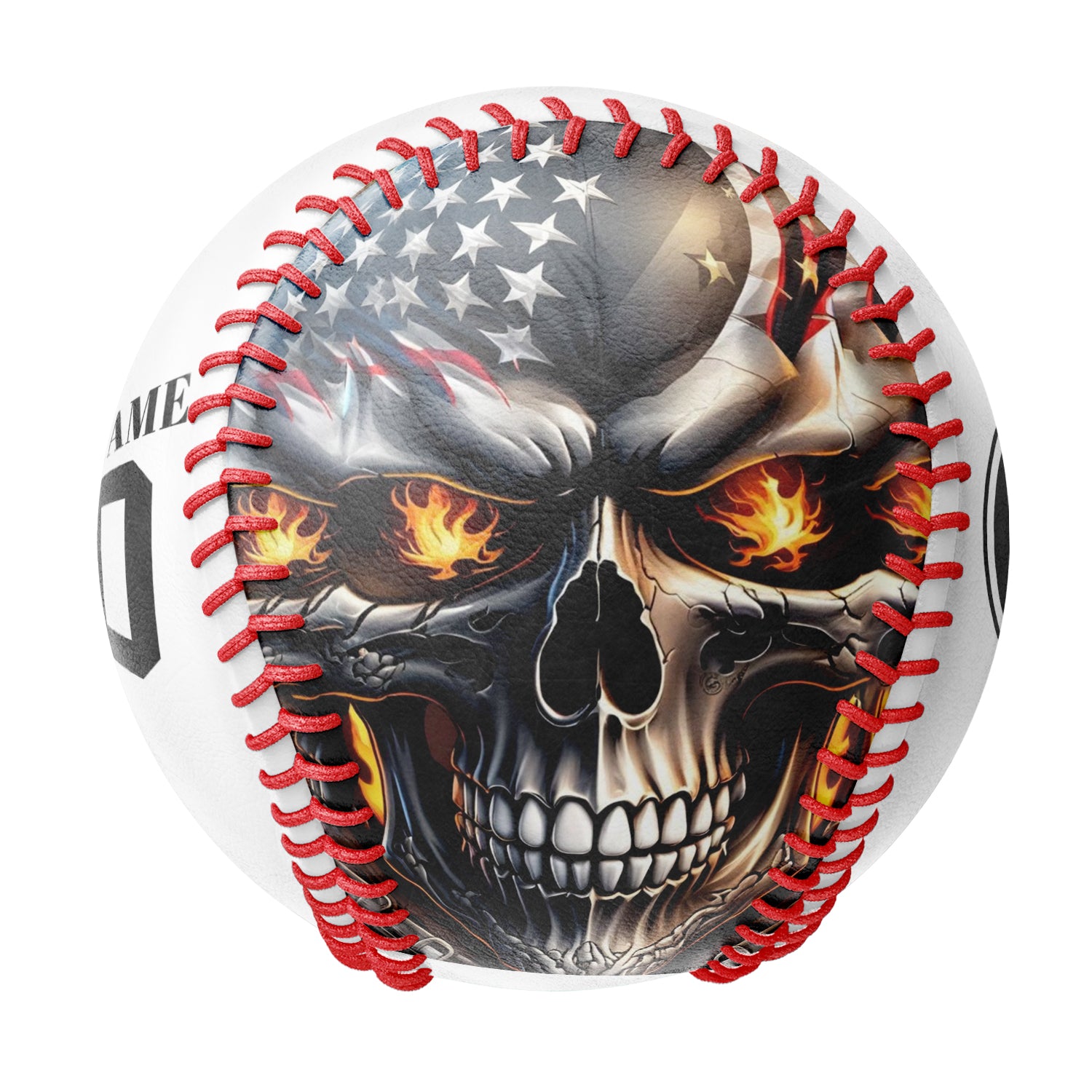 Personalized White American Flag Skull Photo Baseballs