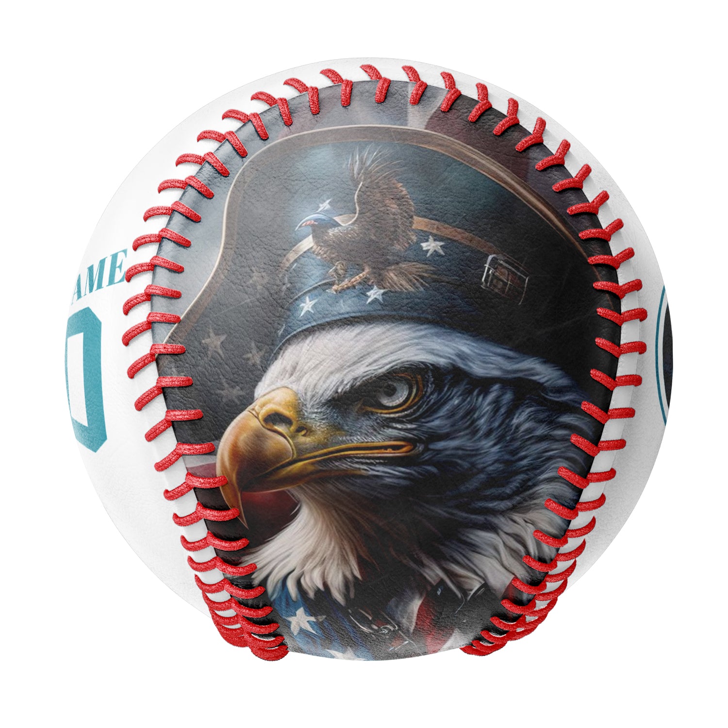 Personalized White American Flag Eagle Pirates Photo Baseballs