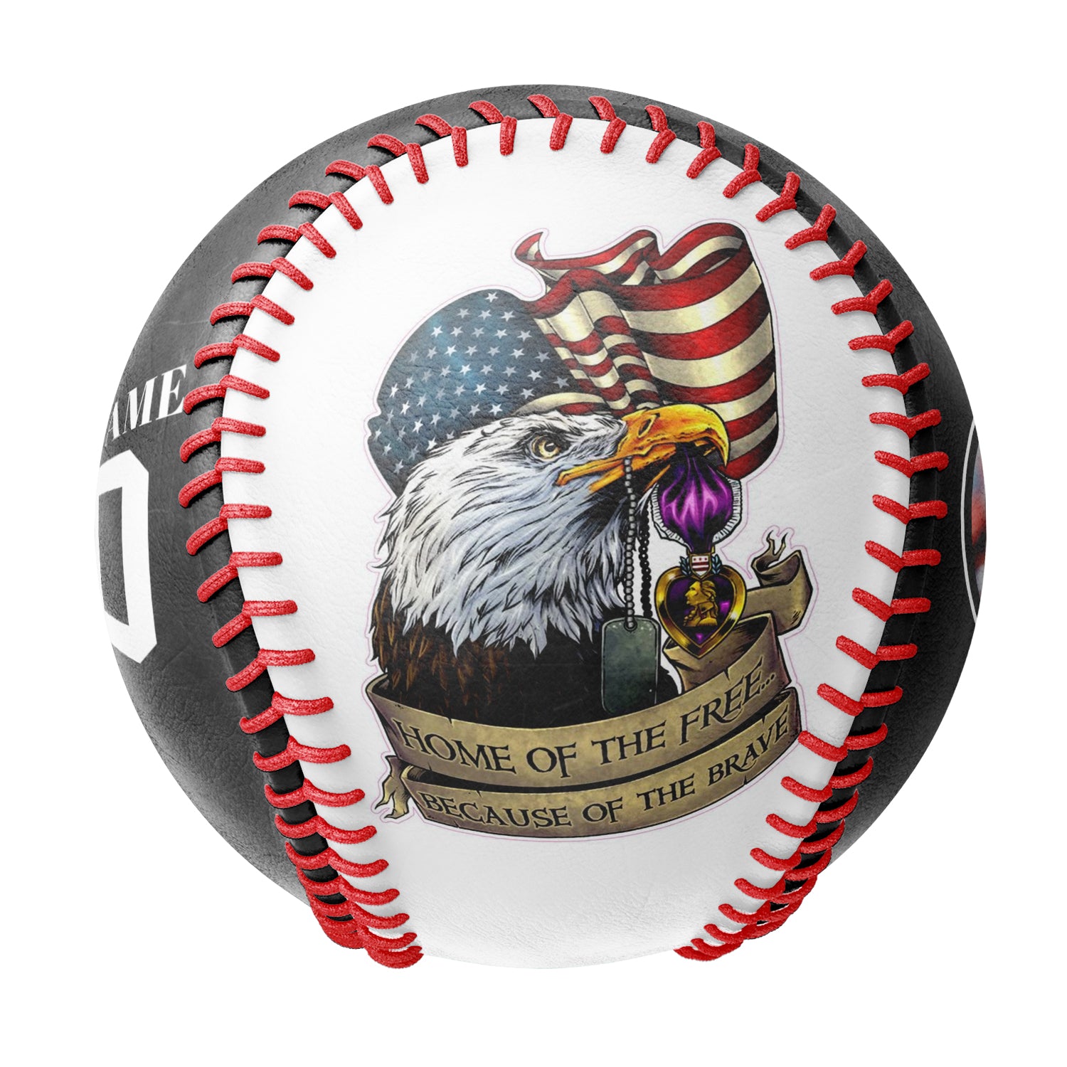 Personalized Black American Flag Eagle Photo Baseballs