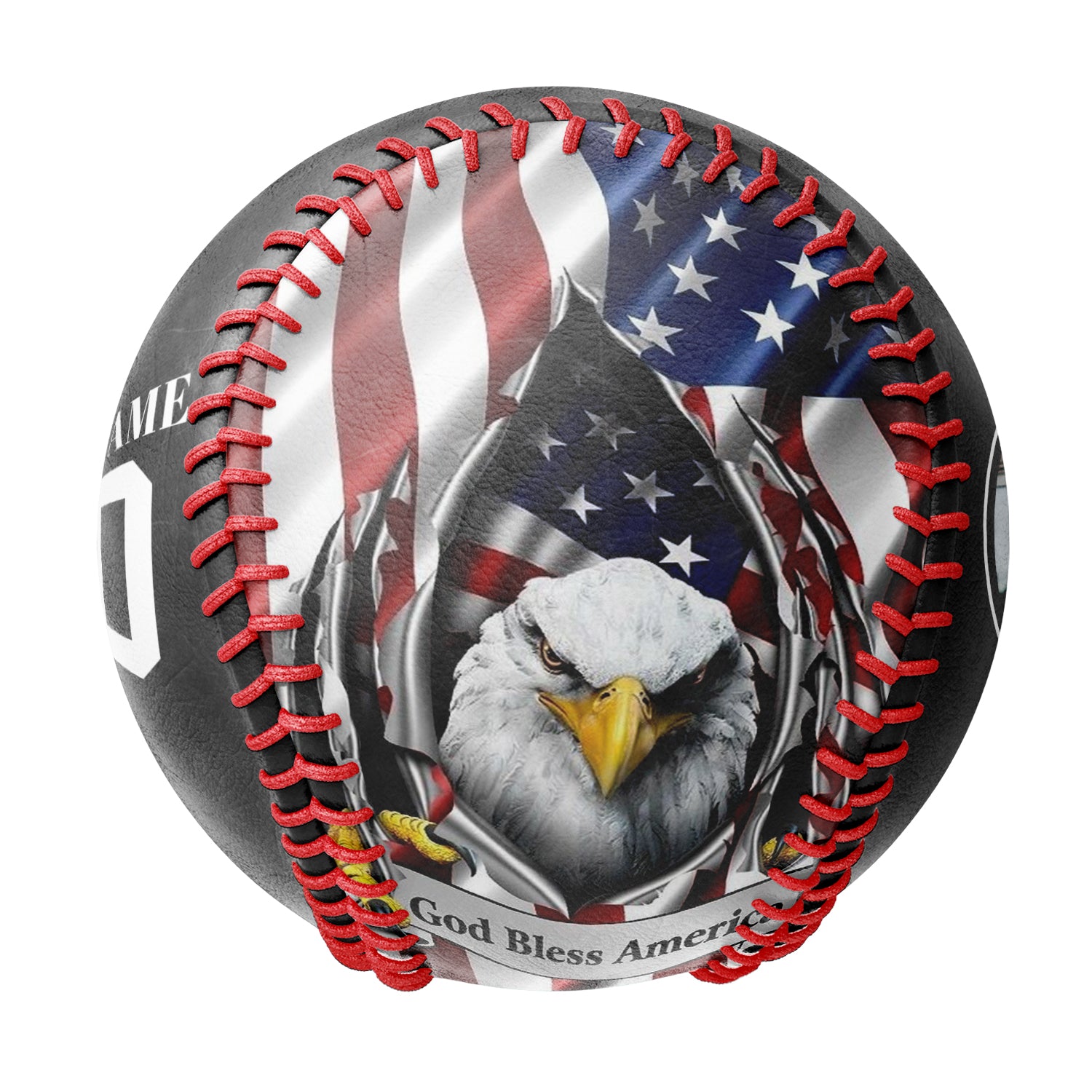 Personalized Black American Flag Eagle Photo Baseballs