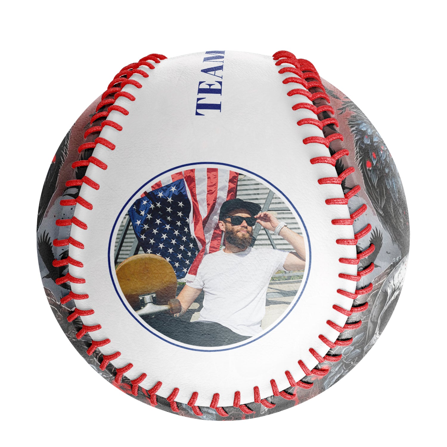 Personalized White American Flag Eagle Truck Photo Baseballs