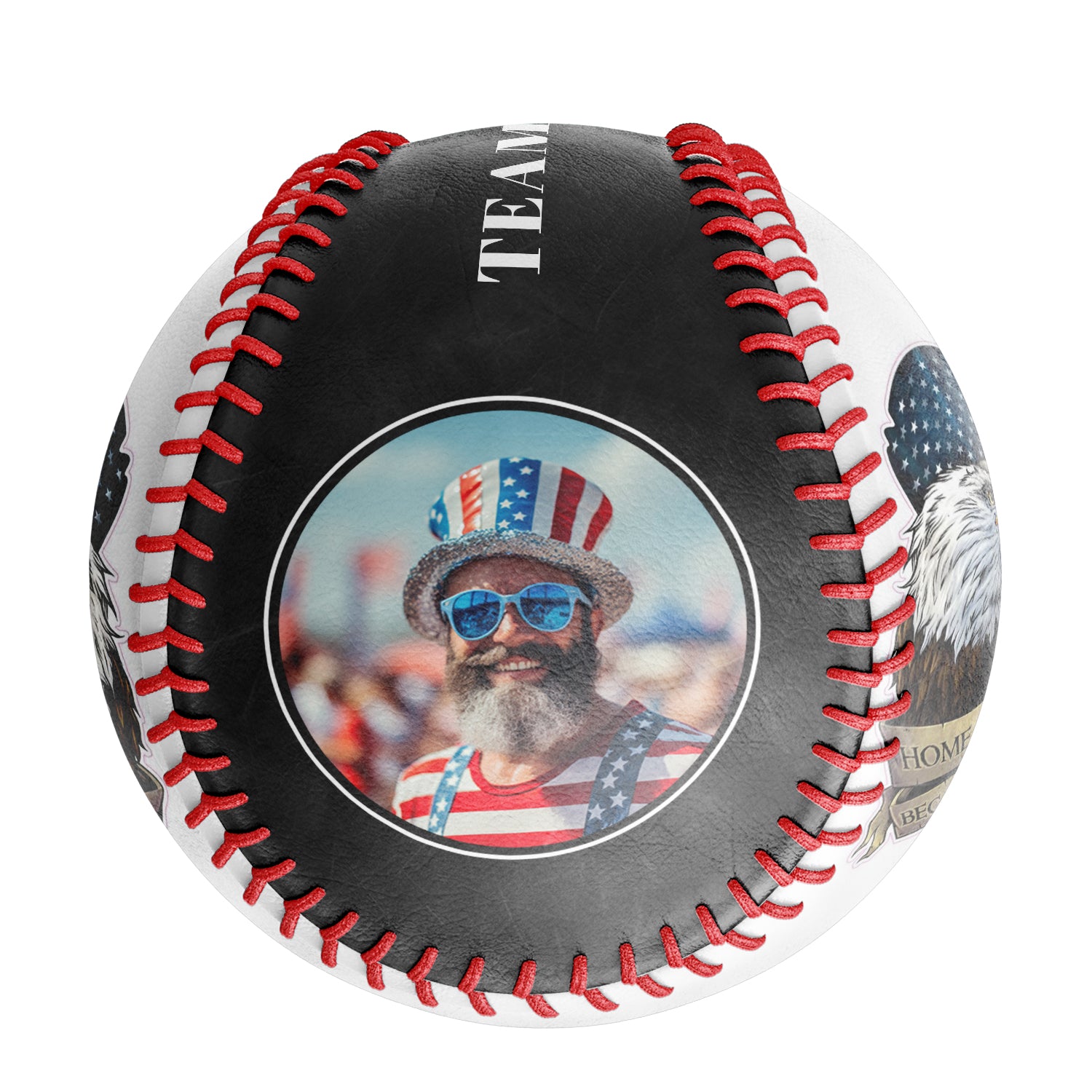 Personalized Black American Flag Eagle Photo Baseballs