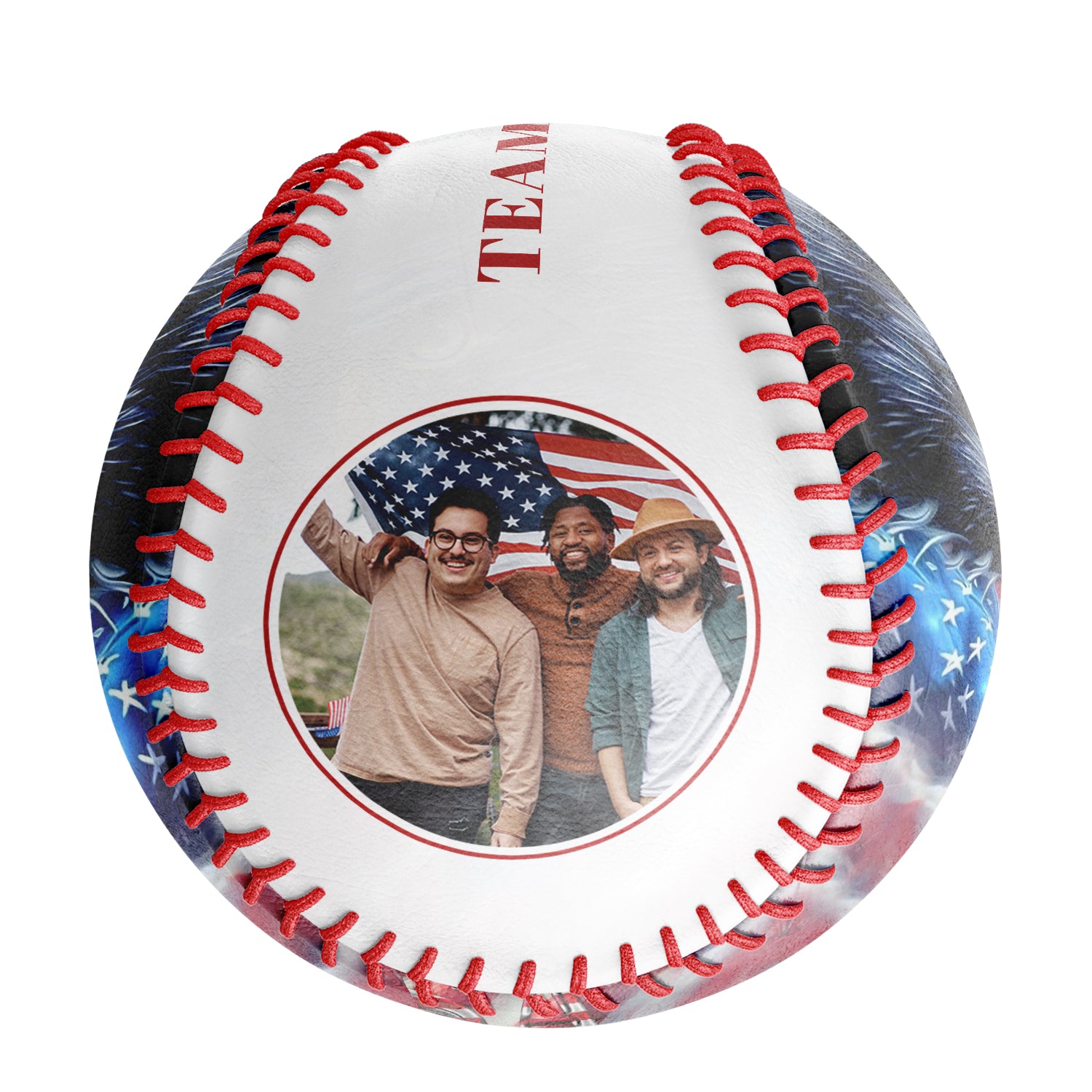 Personalized White American Flag Eagle Photo Baseballs