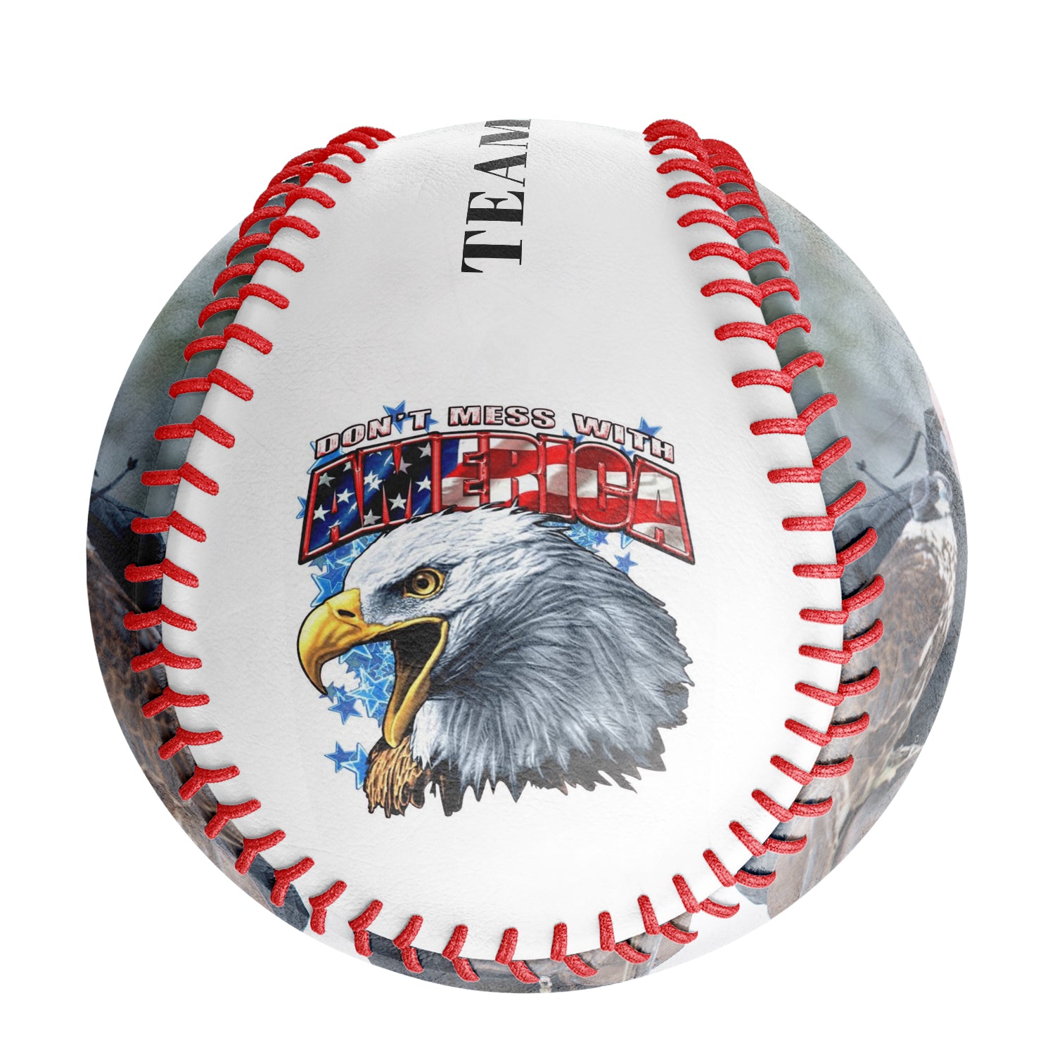 Personalized White American Flag Eagle Photo Baseballs