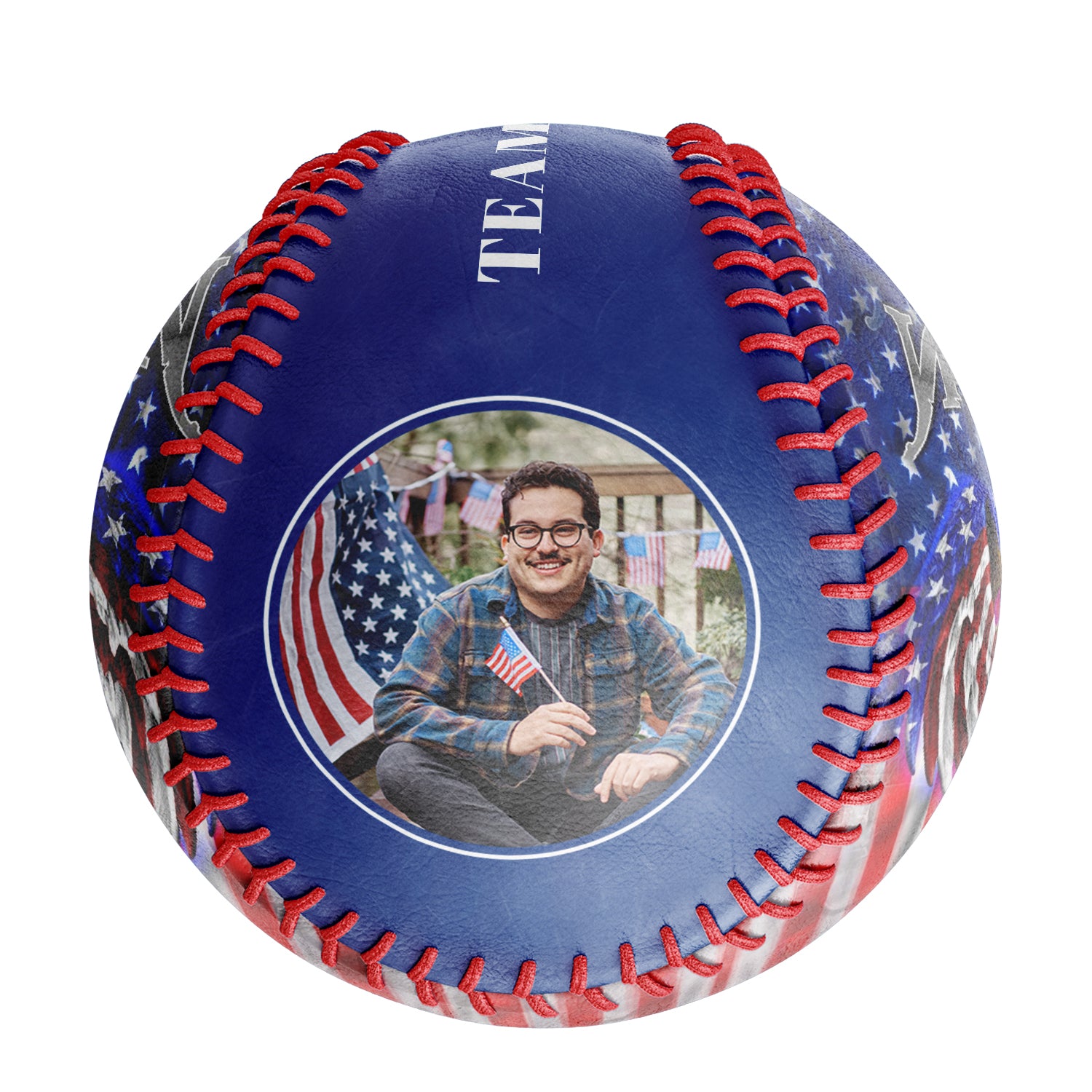 Personalized Royal American Flag Eagle Photo Baseballs