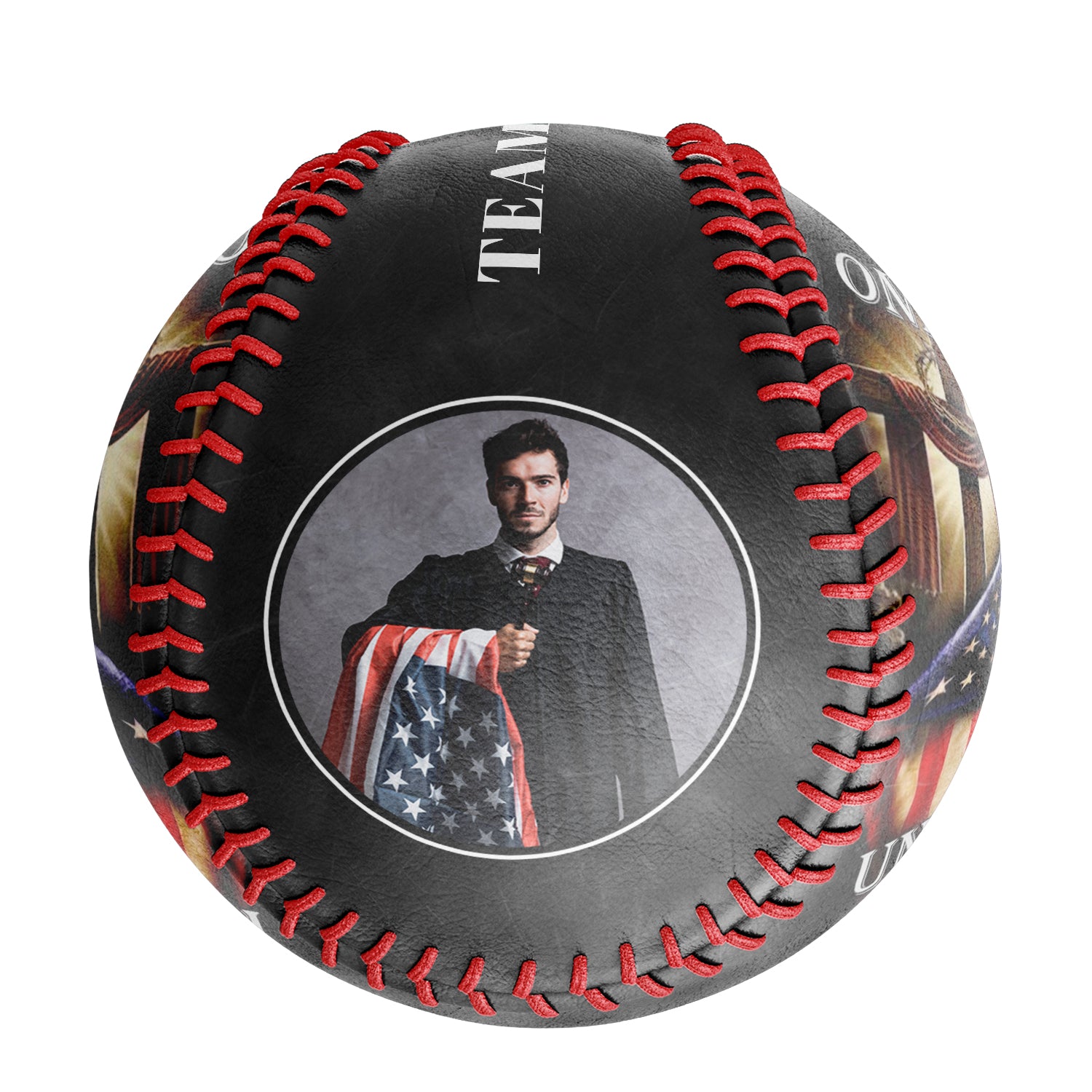 Personalized Black American Flag Cross Photo Baseballs