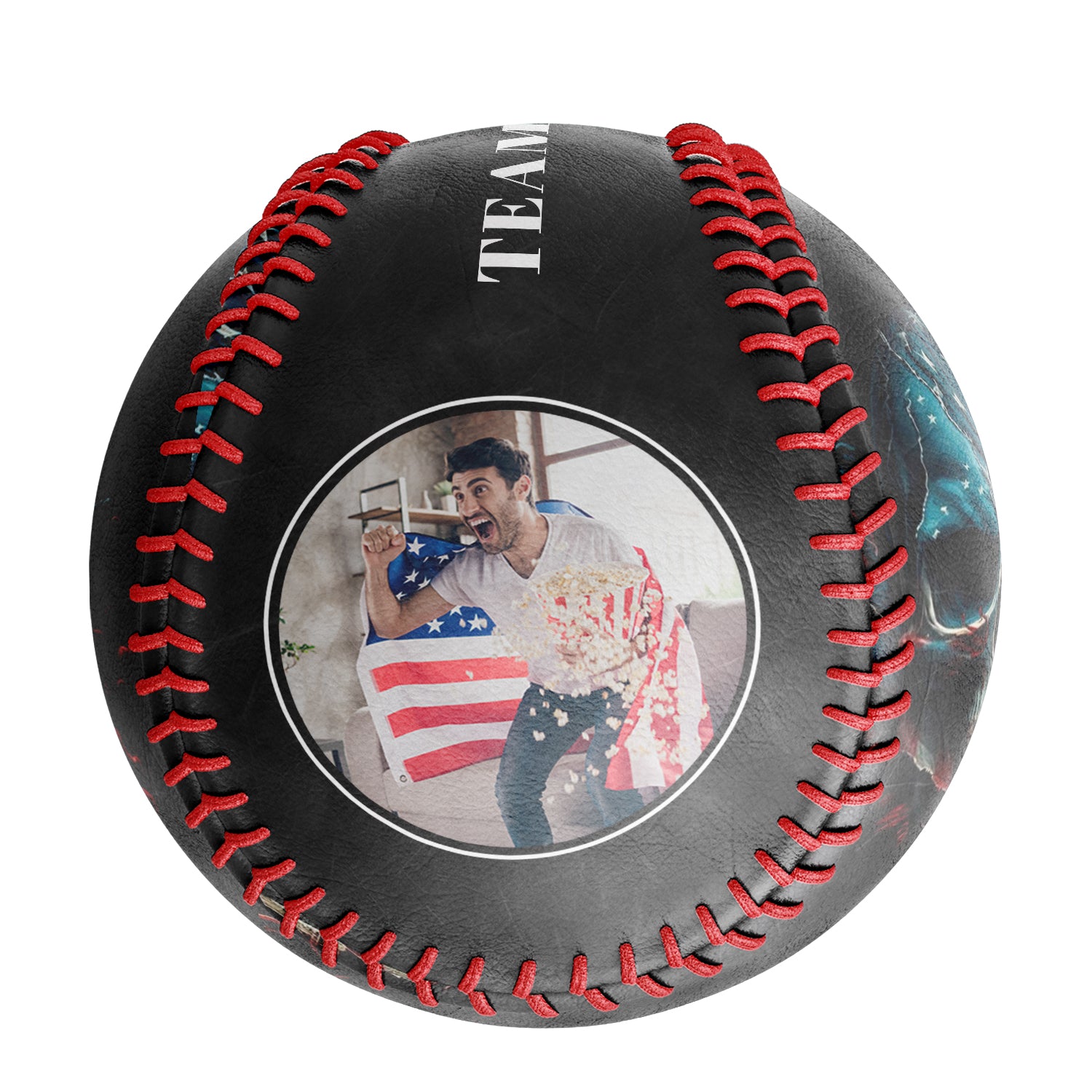 Personalized Black American Flag Skull Photo Baseballs