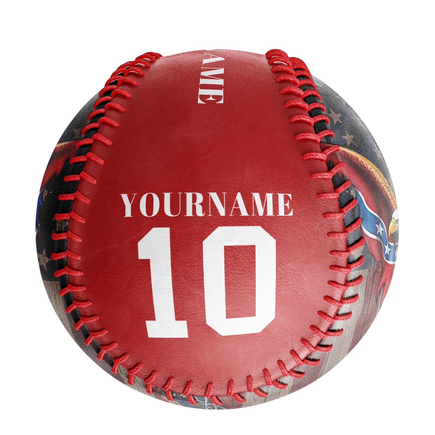 Personalized Red American Flag Eagle Photo Baseballs