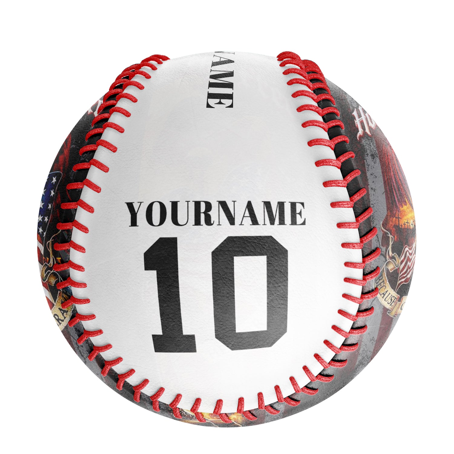 Personalized White American Flag Eagle Veterans Photo Baseballs