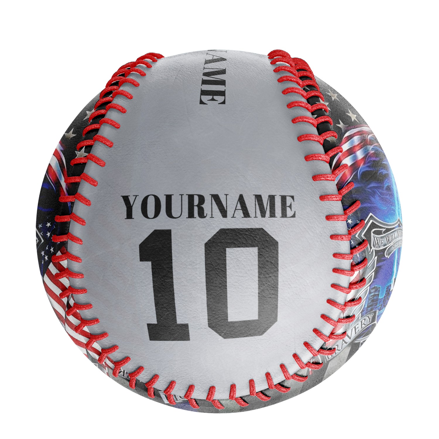 Personalized Light Grey American Flag Eagle Photo Baseballs