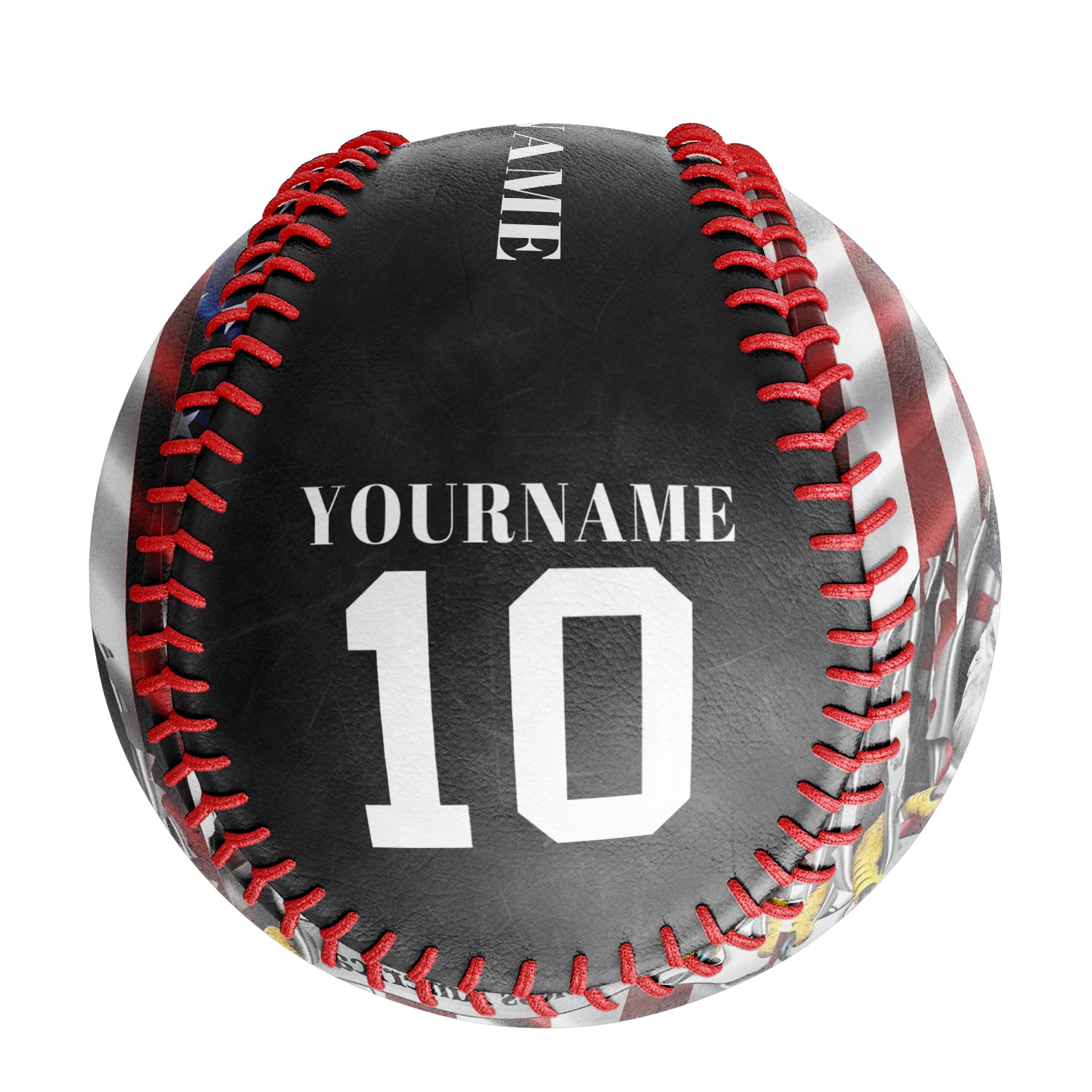 Personalized Black American Flag Eagle Photo Baseballs