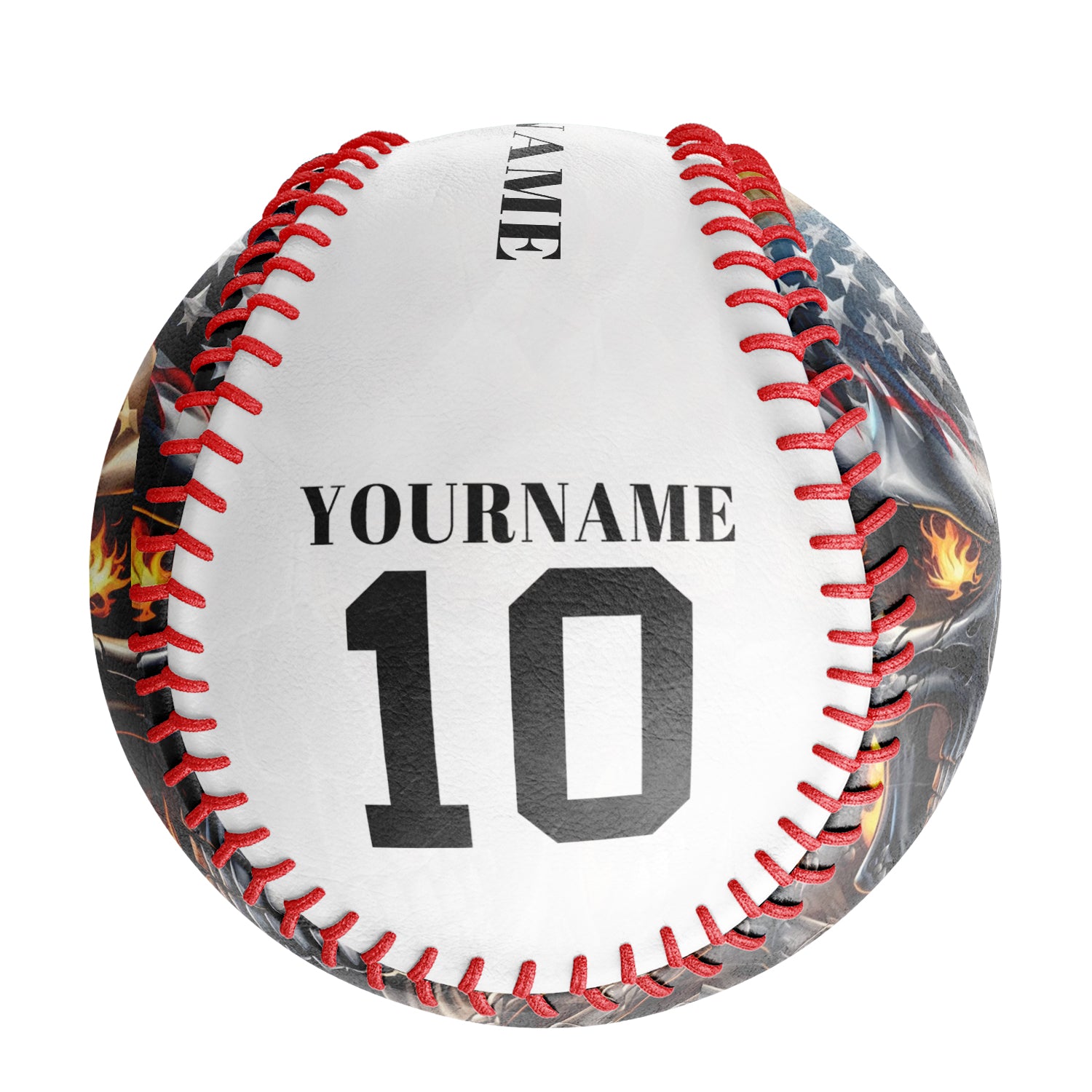 Personalized White American Flag Skull Photo Baseballs