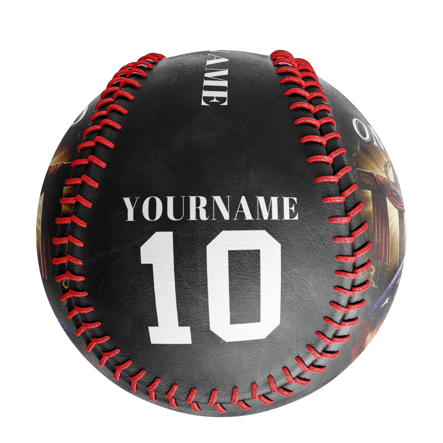 Personalized Black American Flag Cross Photo Baseballs