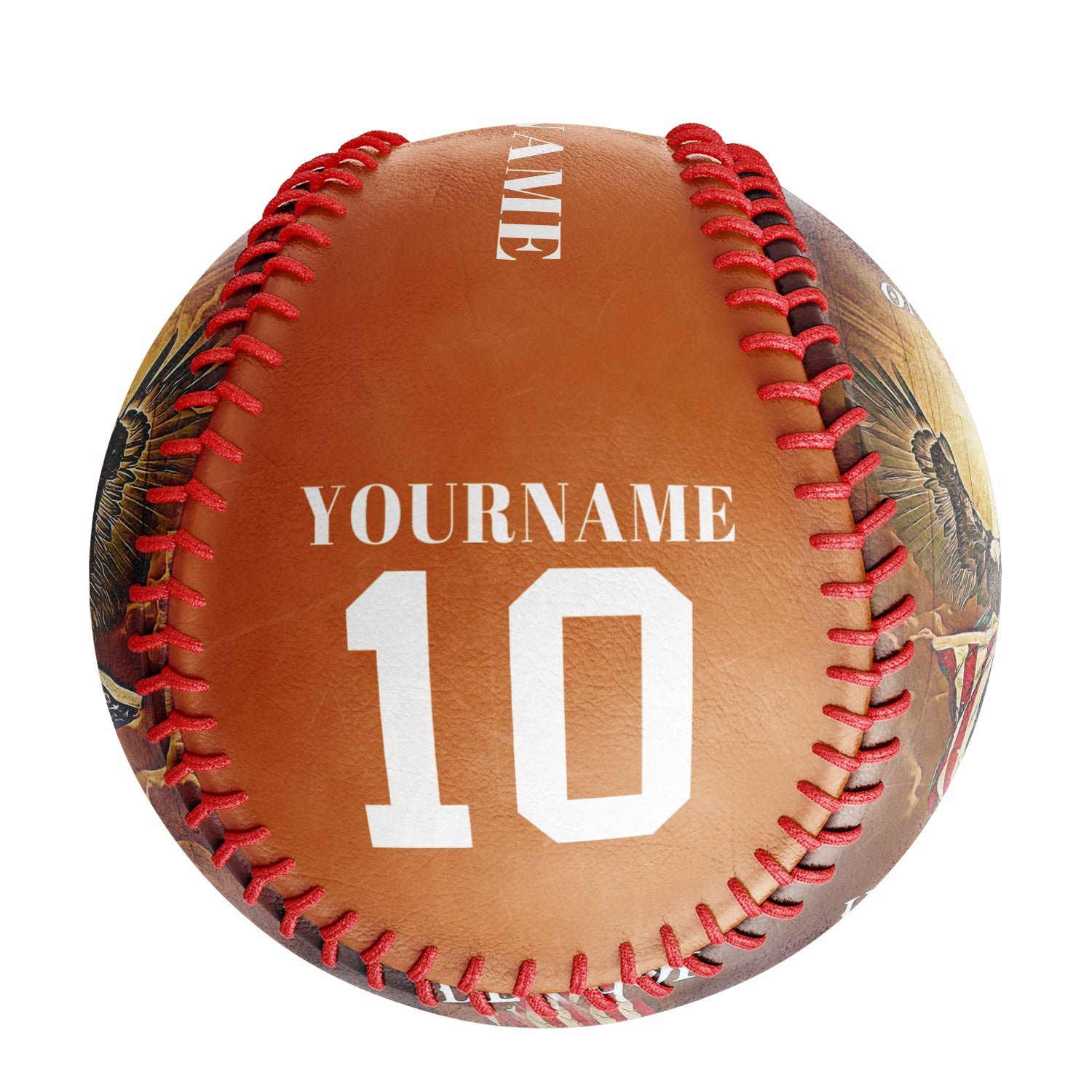 Personalized Texas Orange American Flag Eagle Cross Photo Baseballs