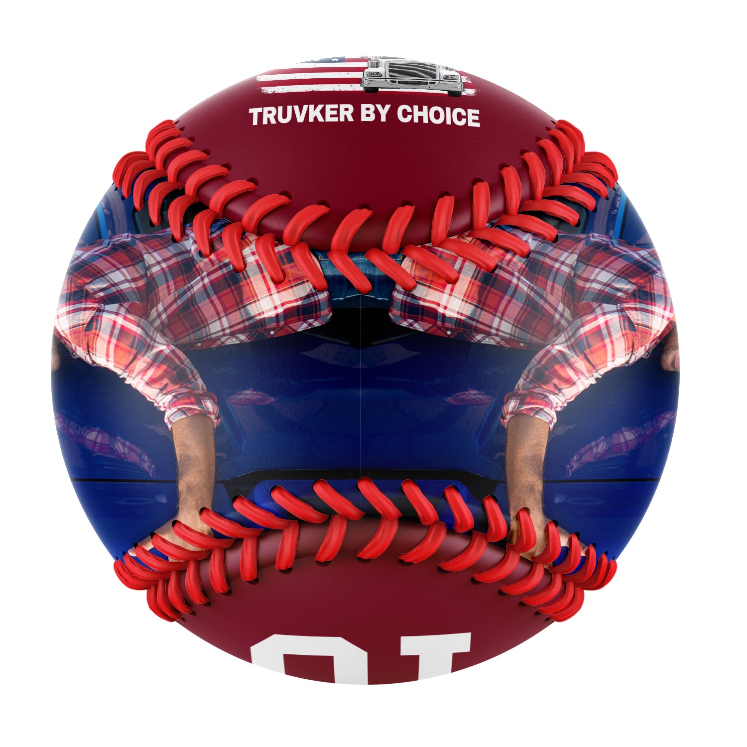 Personalized Crimson American Flag Truck Photo Baseballs