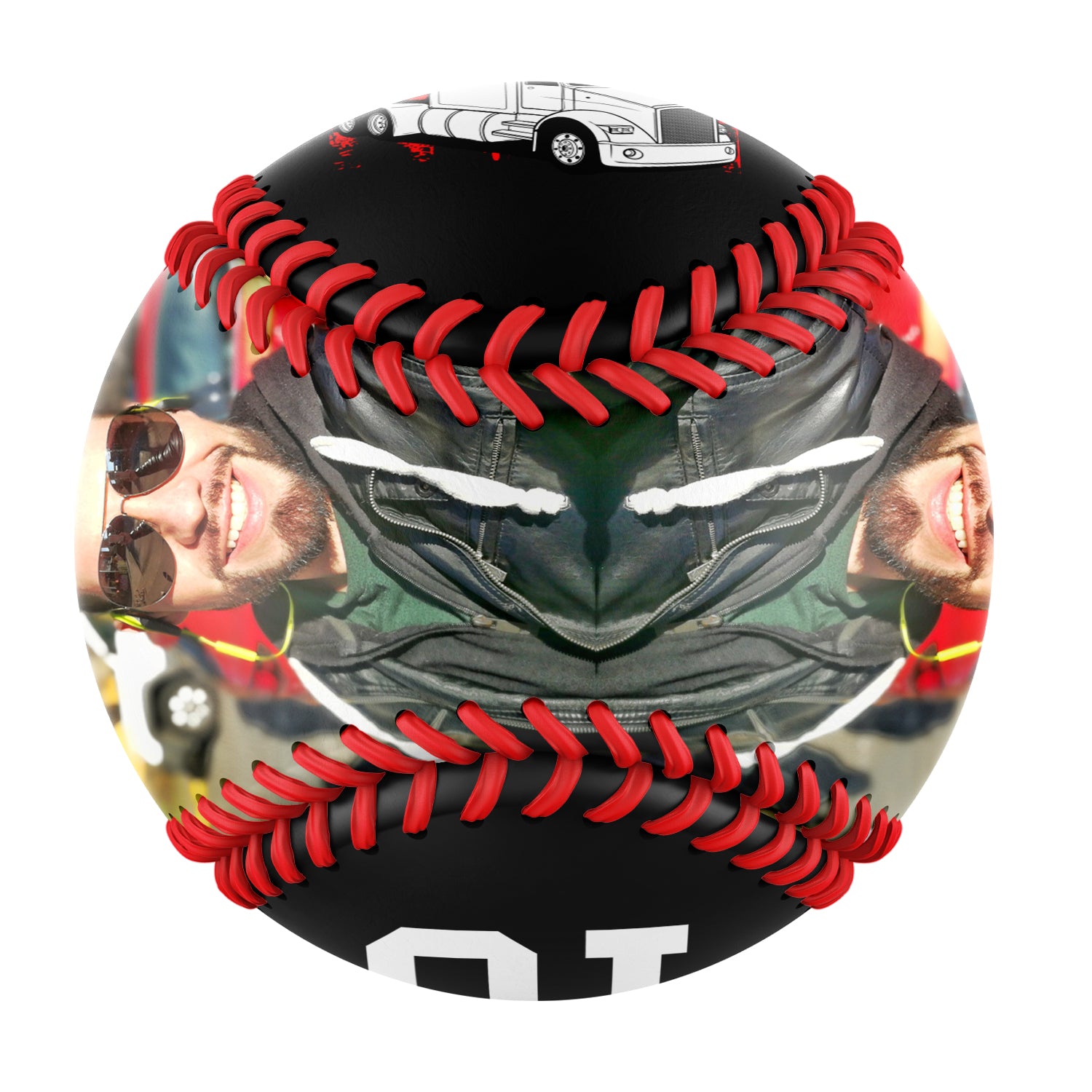 Personalized Black American Flag Truck Photo Baseballs