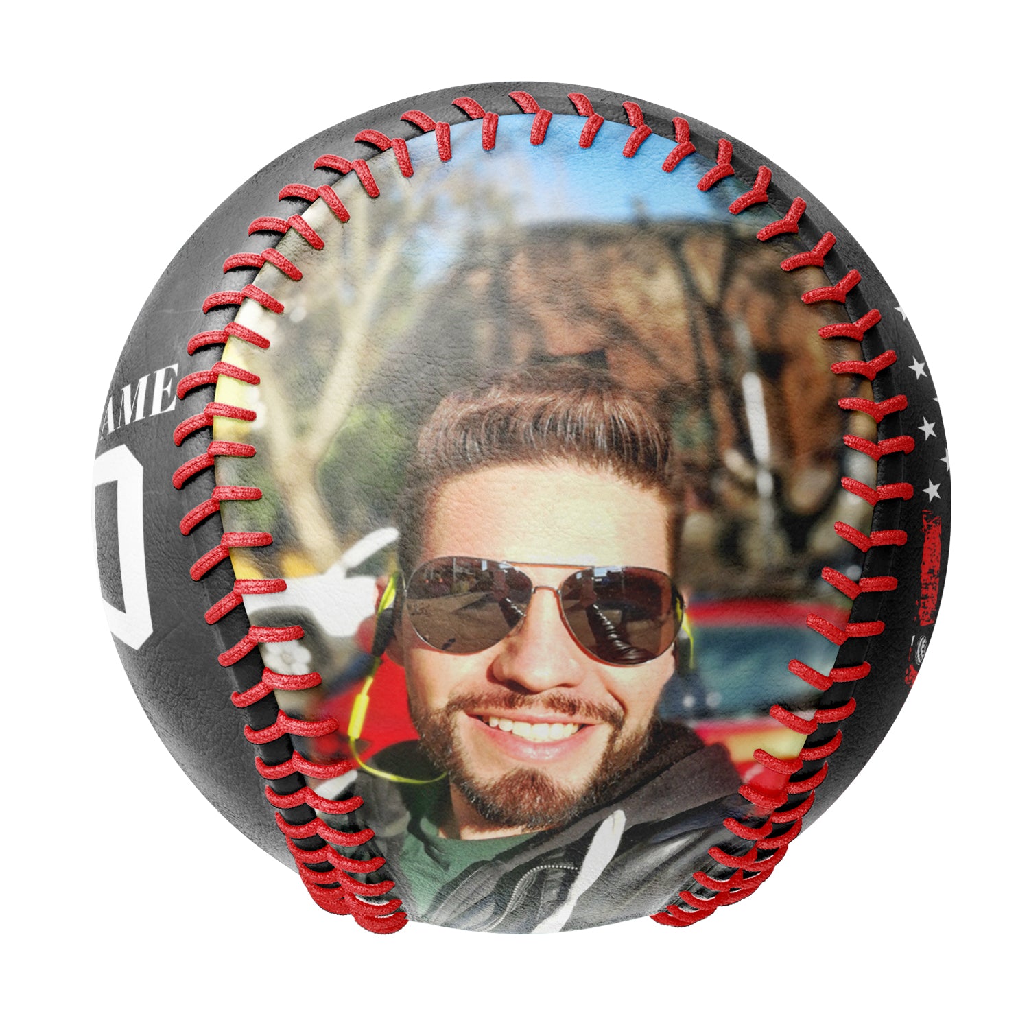 Personalized Black American Flag Truck Photo Baseballs